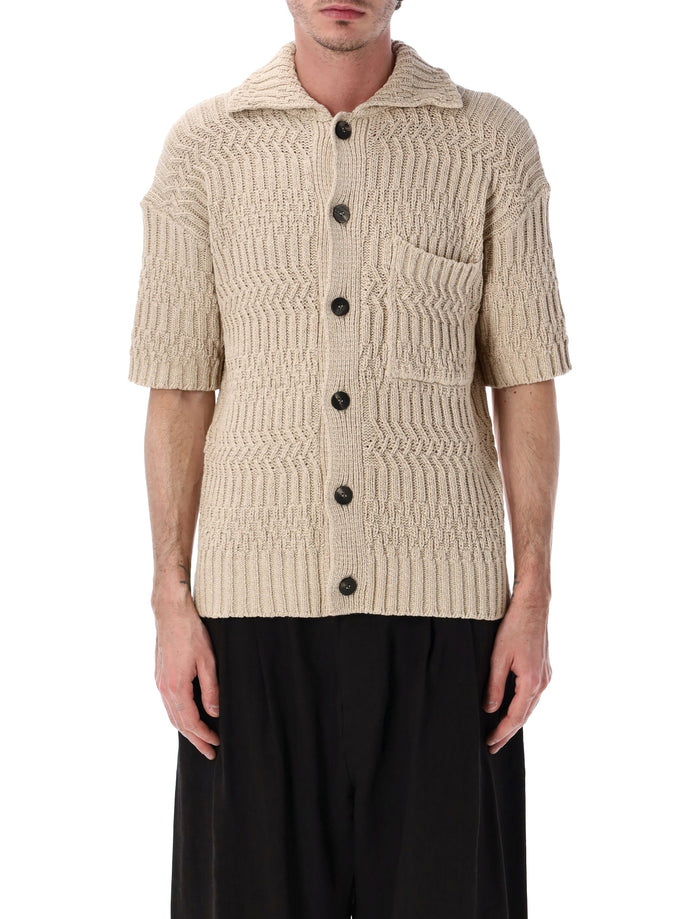 Roberto Collina Short Sleeves Cotton Cardigan Beige