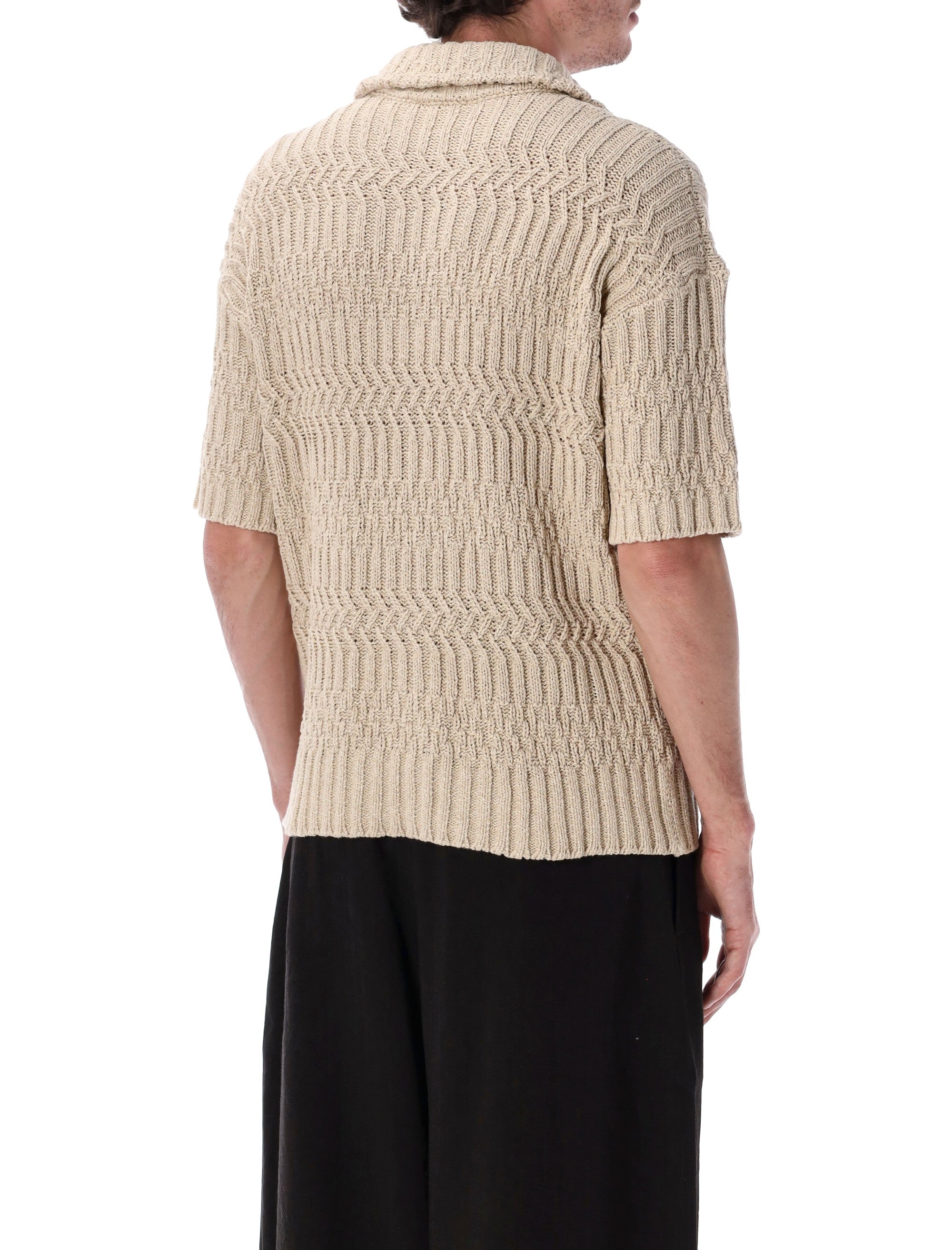 Roberto Collina Short Sleeves Cotton Cardigan Beige
