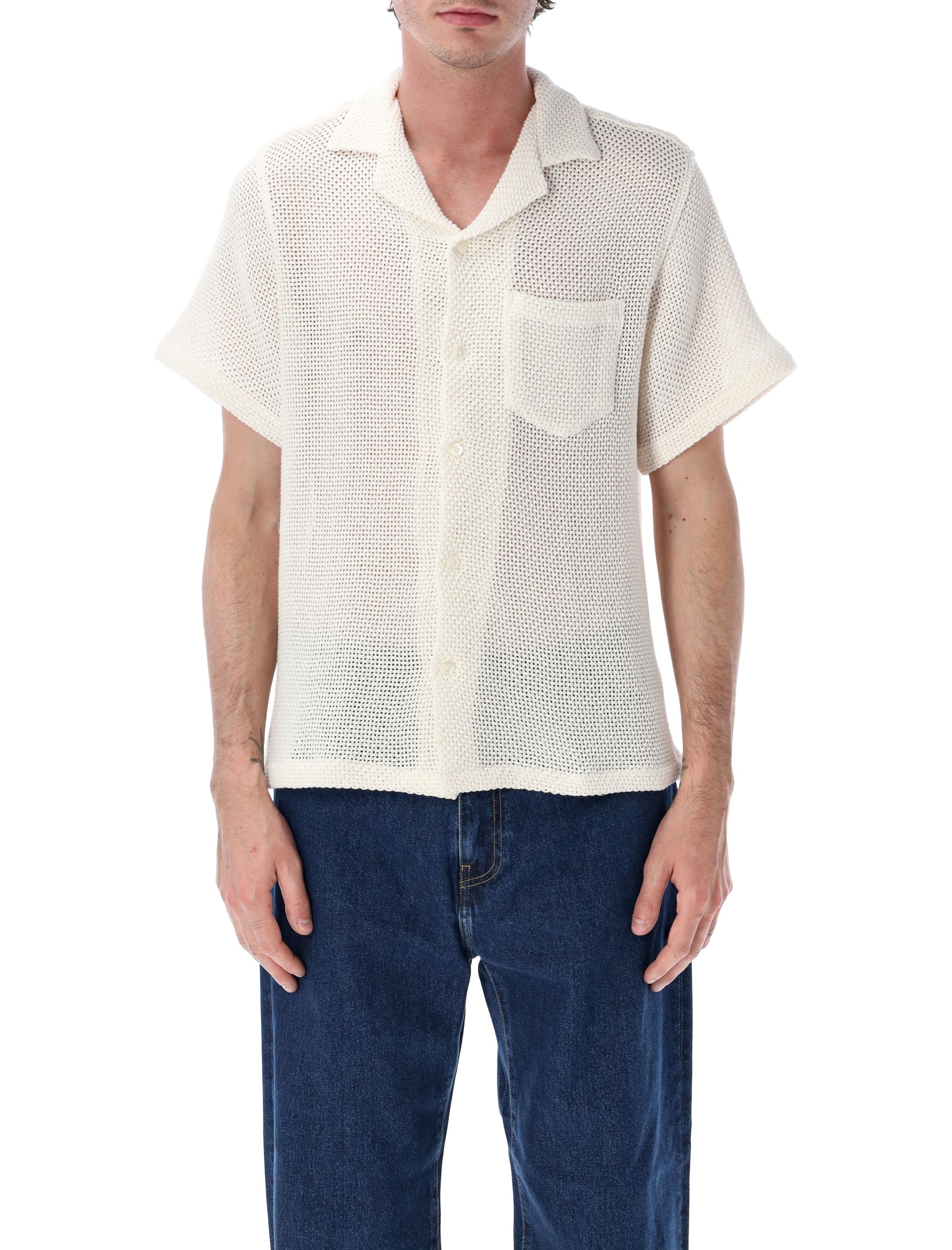 Portuguese Flannel Agora Knitted Shirt White Cotton