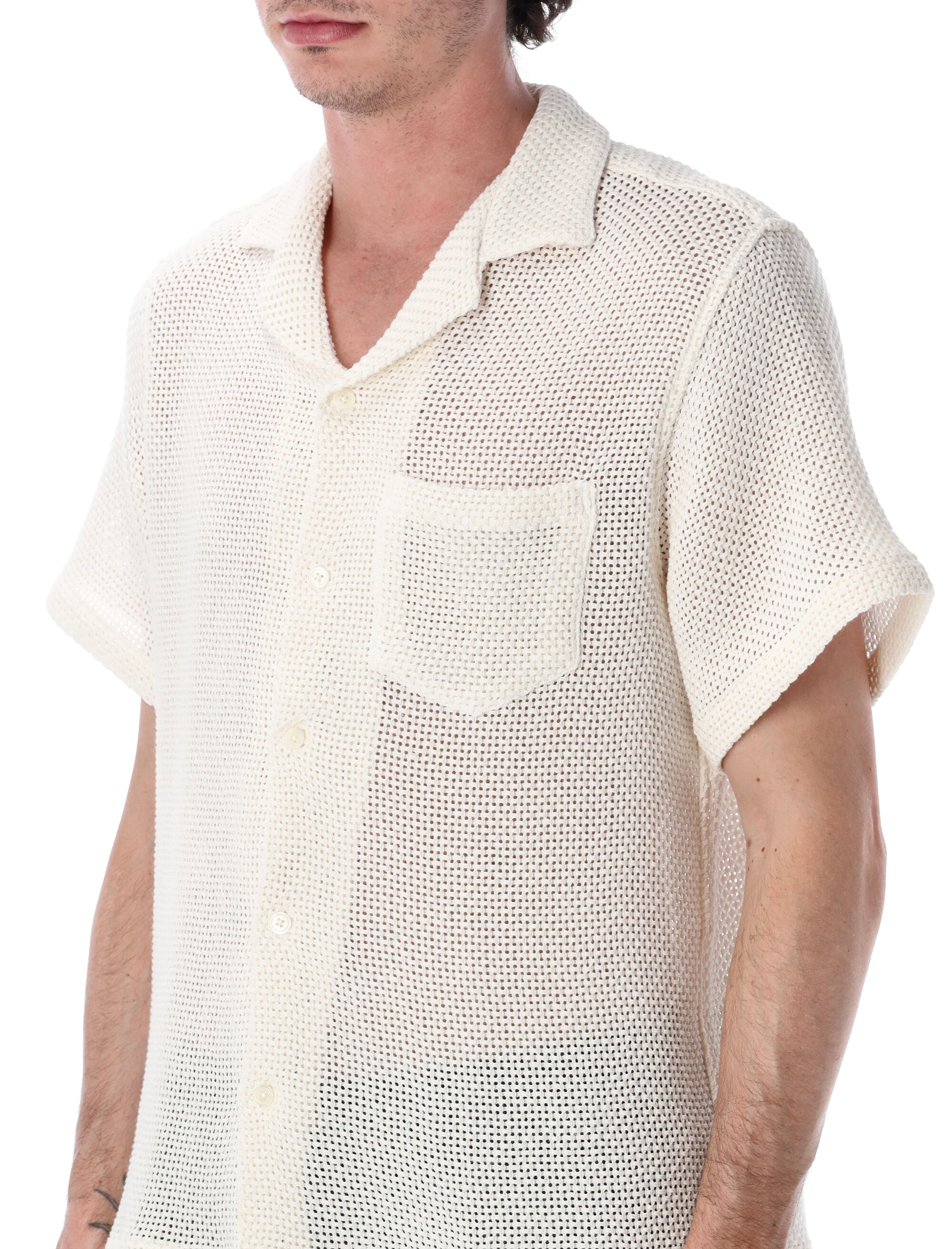Portuguese Flannel Agora Knitted Shirt White Cotton