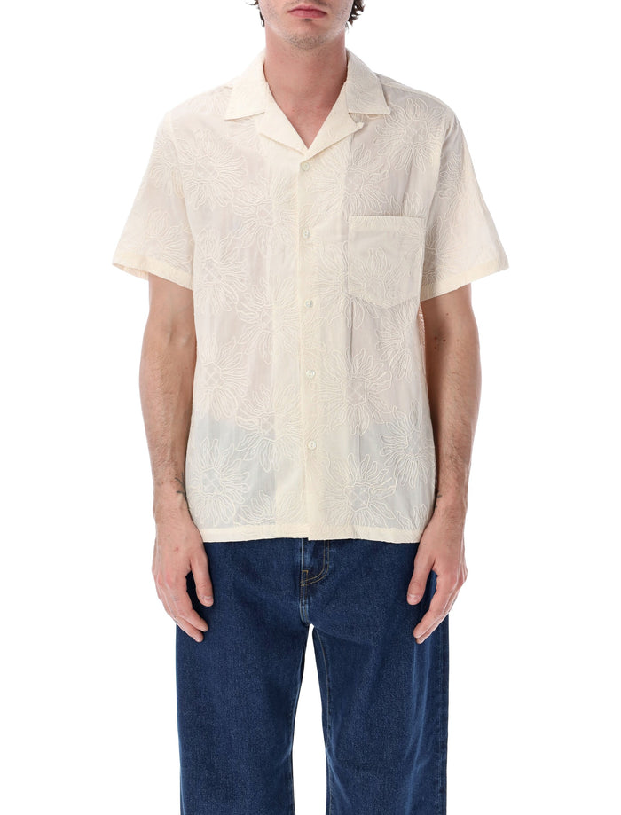 Portuguese Flannel Embroidered Duke Shirt White Cotton