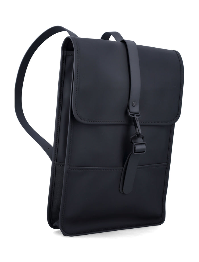Rains Mini Waterproof Backpack with Buckle Closure Black Polyester Coating