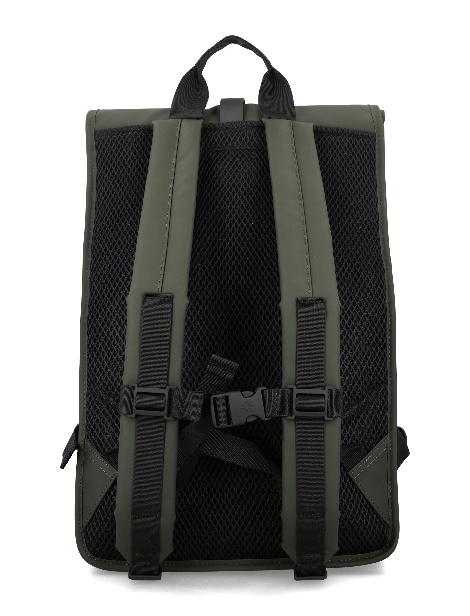 Rains Rolltop Large Waterproof Backpack with Laptop Pocket Green Polyester Coating