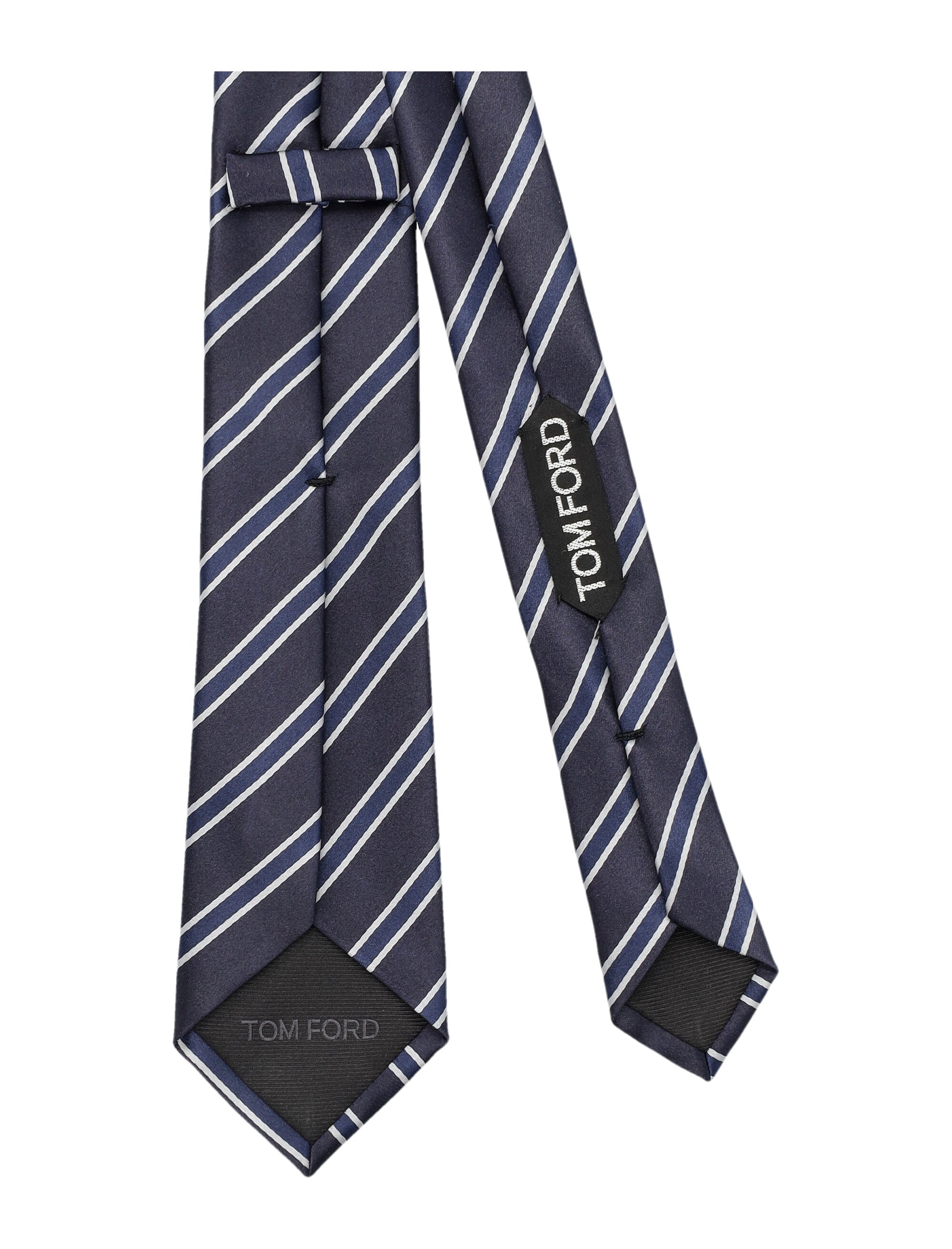 Tom Ford Striped Silk Tie Black Blue Mulberry Lining