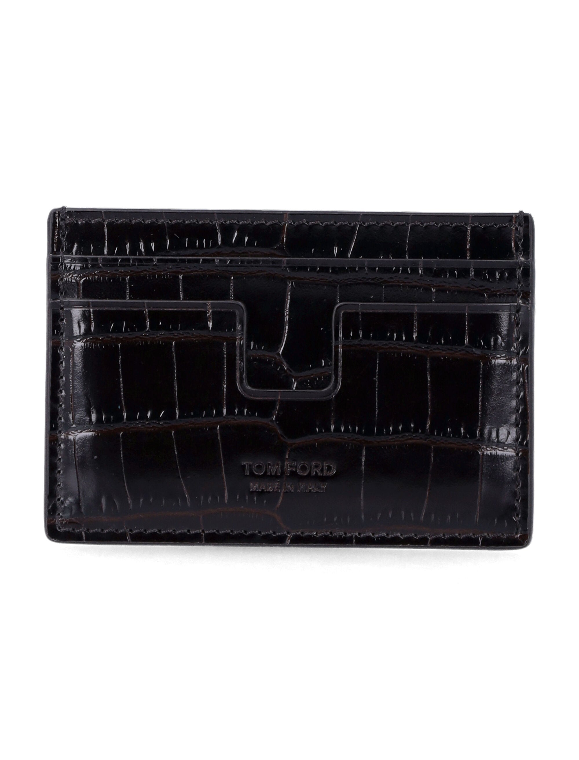Tom Ford Crocodile leather card holder Espresso Upper Cardholder