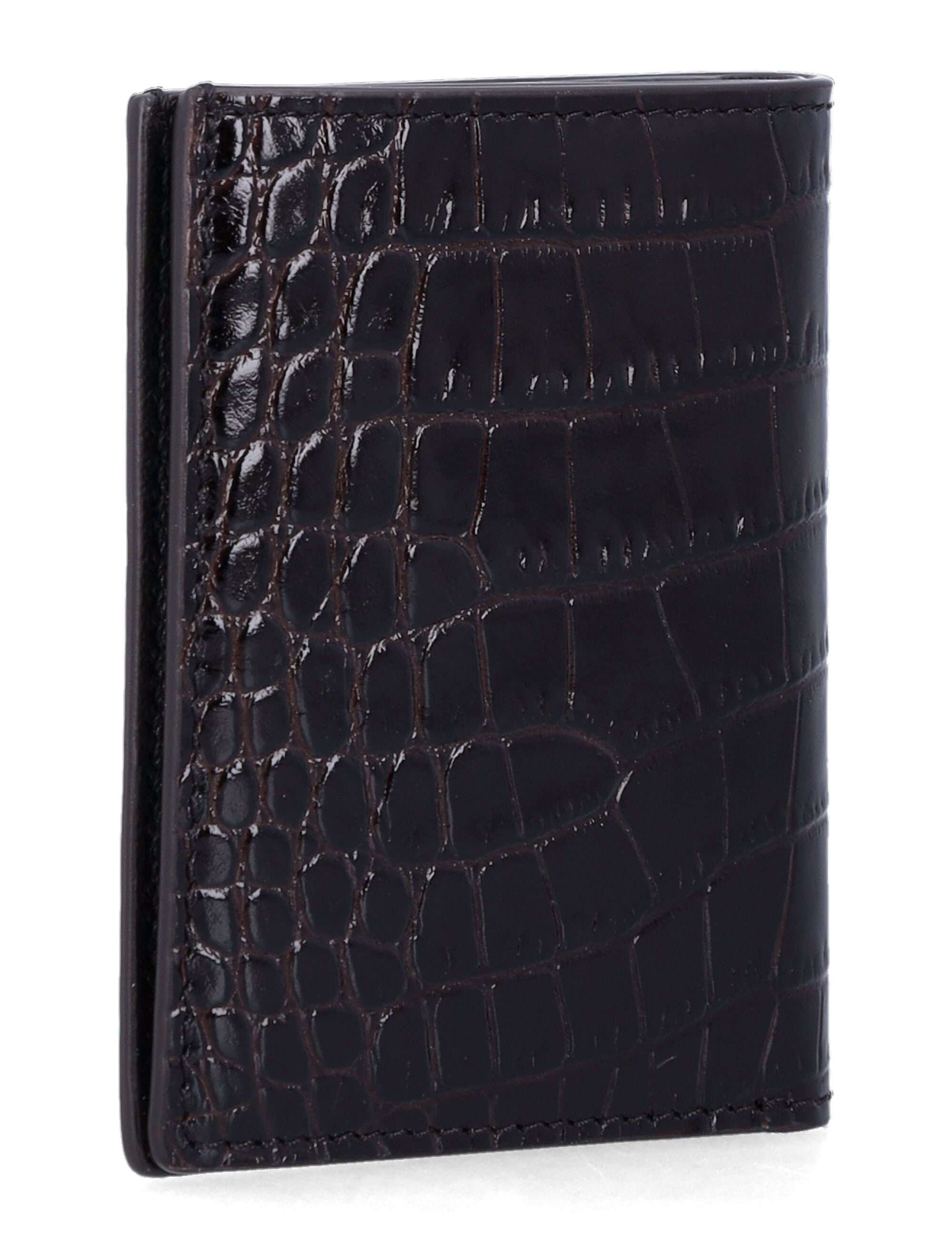 Tom Ford Croc leather cardholder Espresso Upper