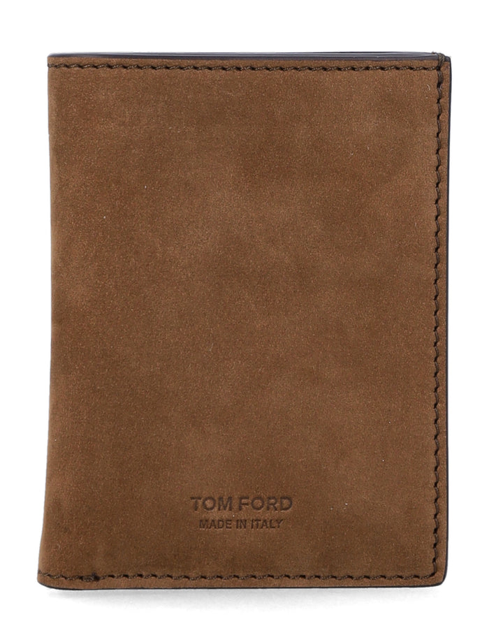 Tom Ford nubuck leather card holder Olive Brown Upper Cardholder