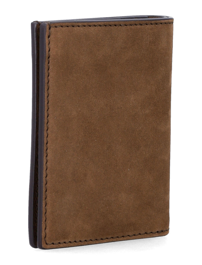 Tom Ford nubuck leather card holder Olive Brown Upper Cardholder