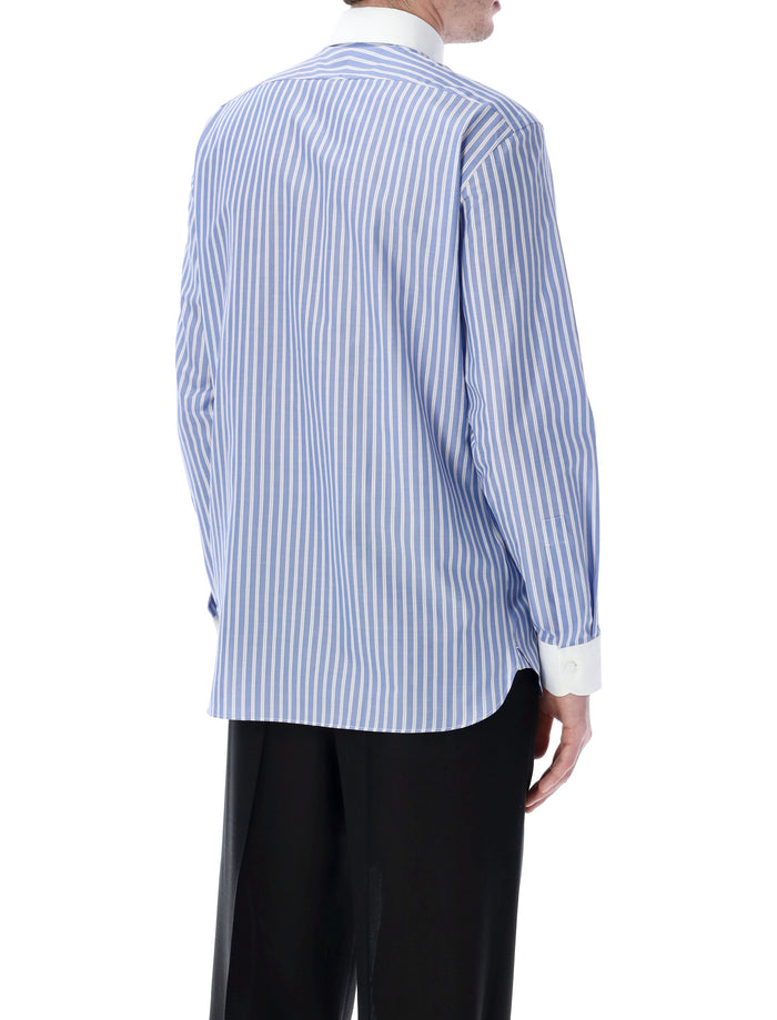 Tom Ford Wide Stripe Cotton Shirt Blue White