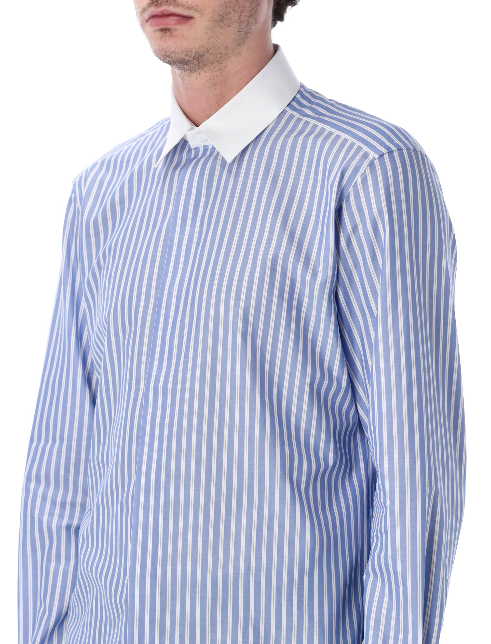 Tom Ford wide stripe cotton shirt Blue White