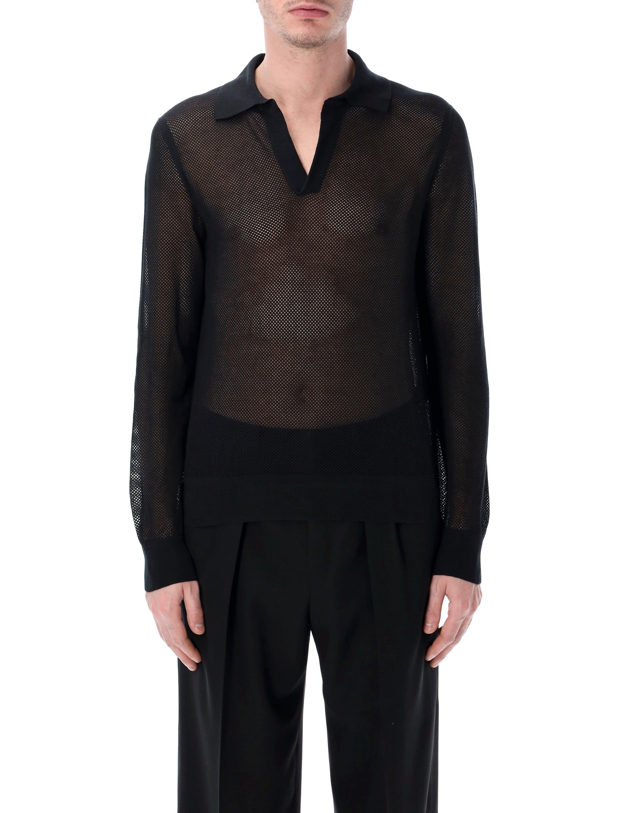 Tom Ford cotton and silk mesh sweater Black