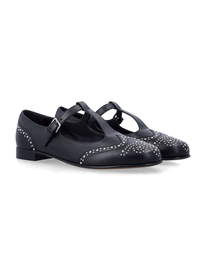 Churchs Opal Met Flats Black Leather Flat Shoes