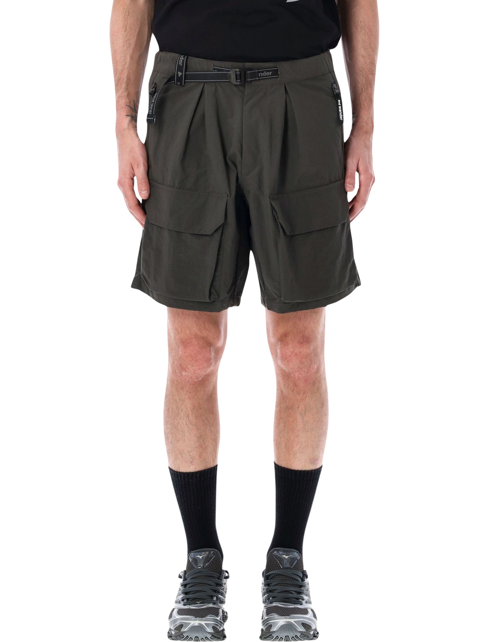 And Wander Cargo Shorts Charcoal Nylon