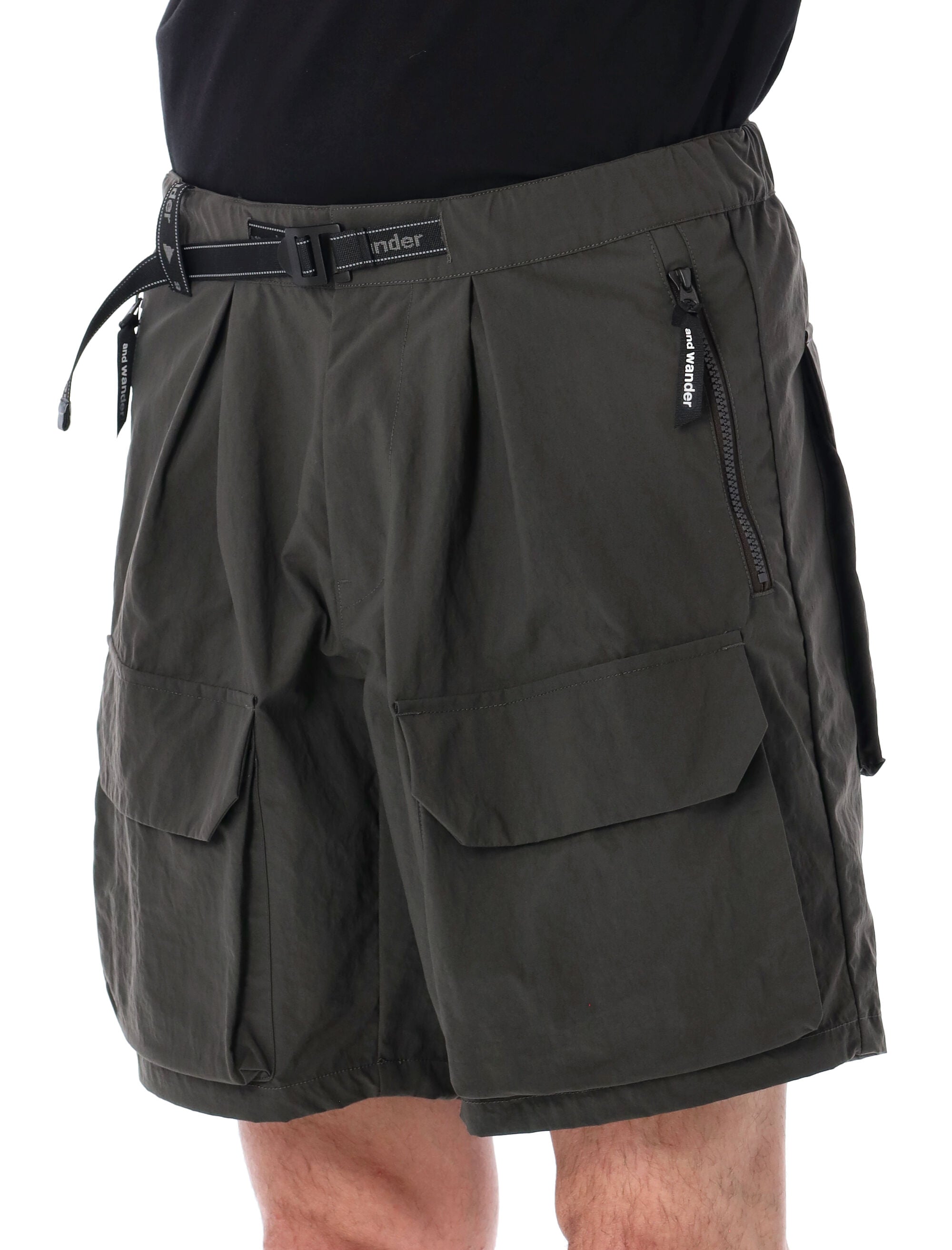 And Wander Cargo Shorts Charcoal Nylon