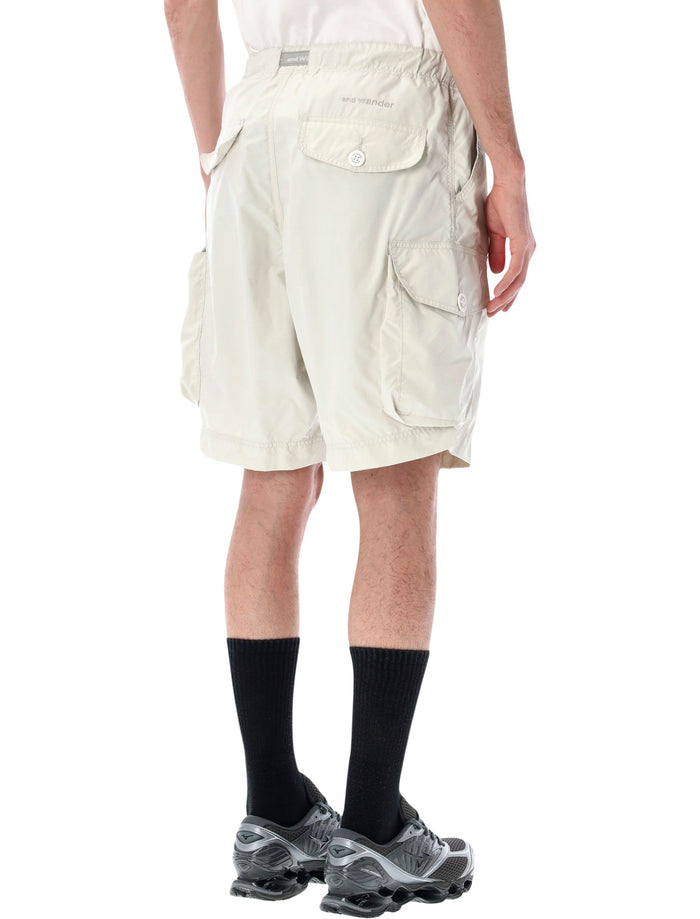 And Wander Light Cargo Shorts Off White Polyester