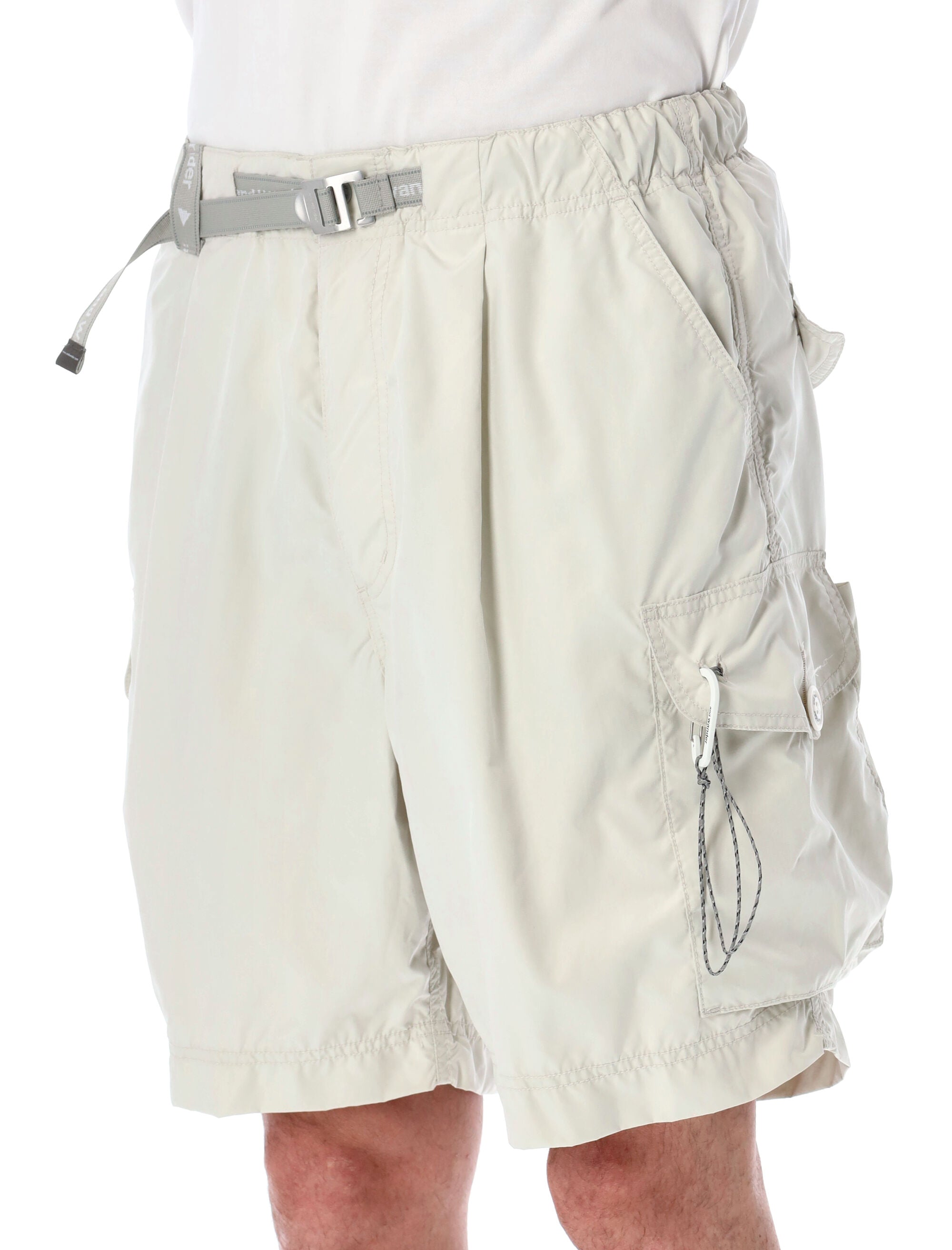 And Wander Light Cargo Shorts Off White Polyester
