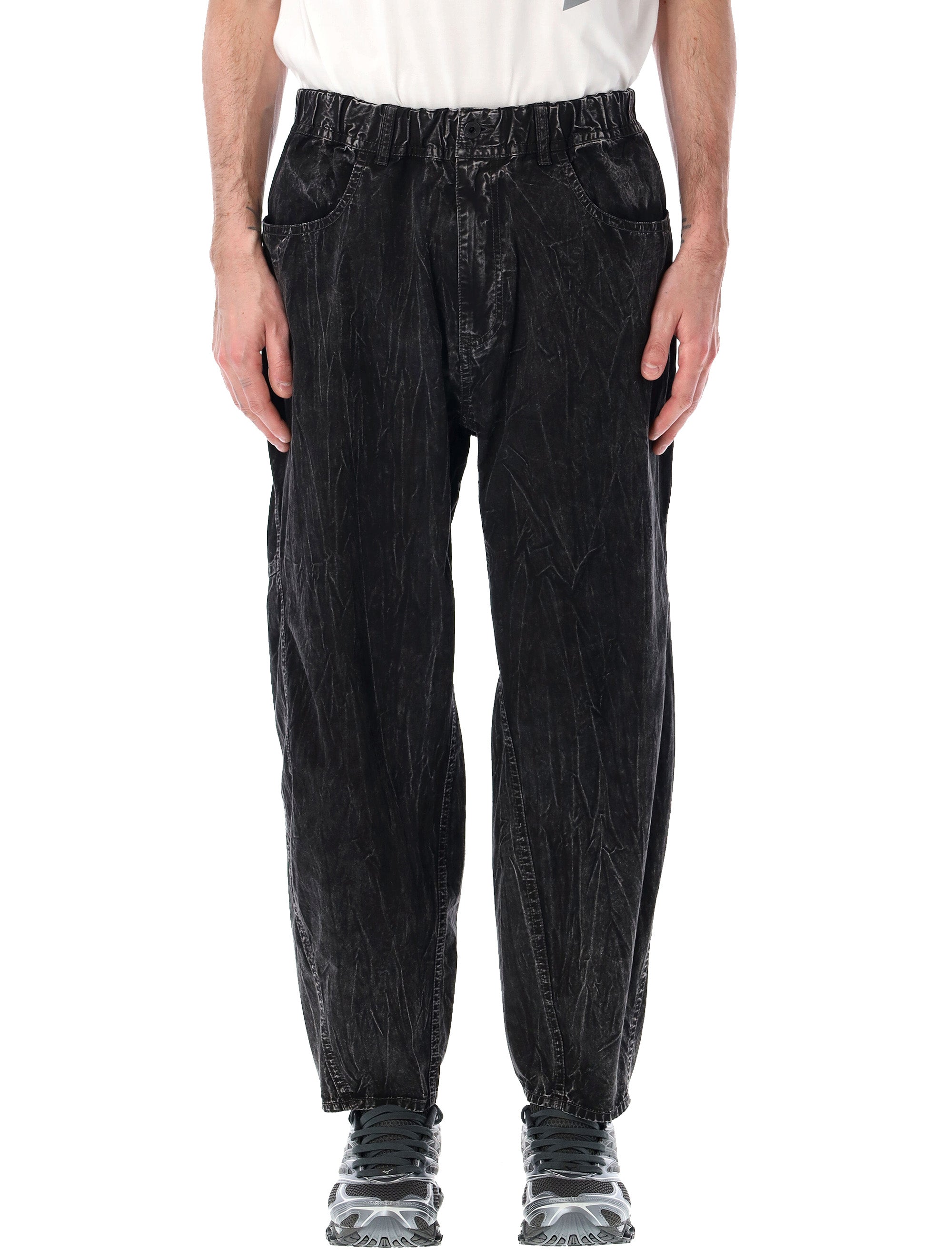 And Wander Black Textured Trousers Cotton Pant