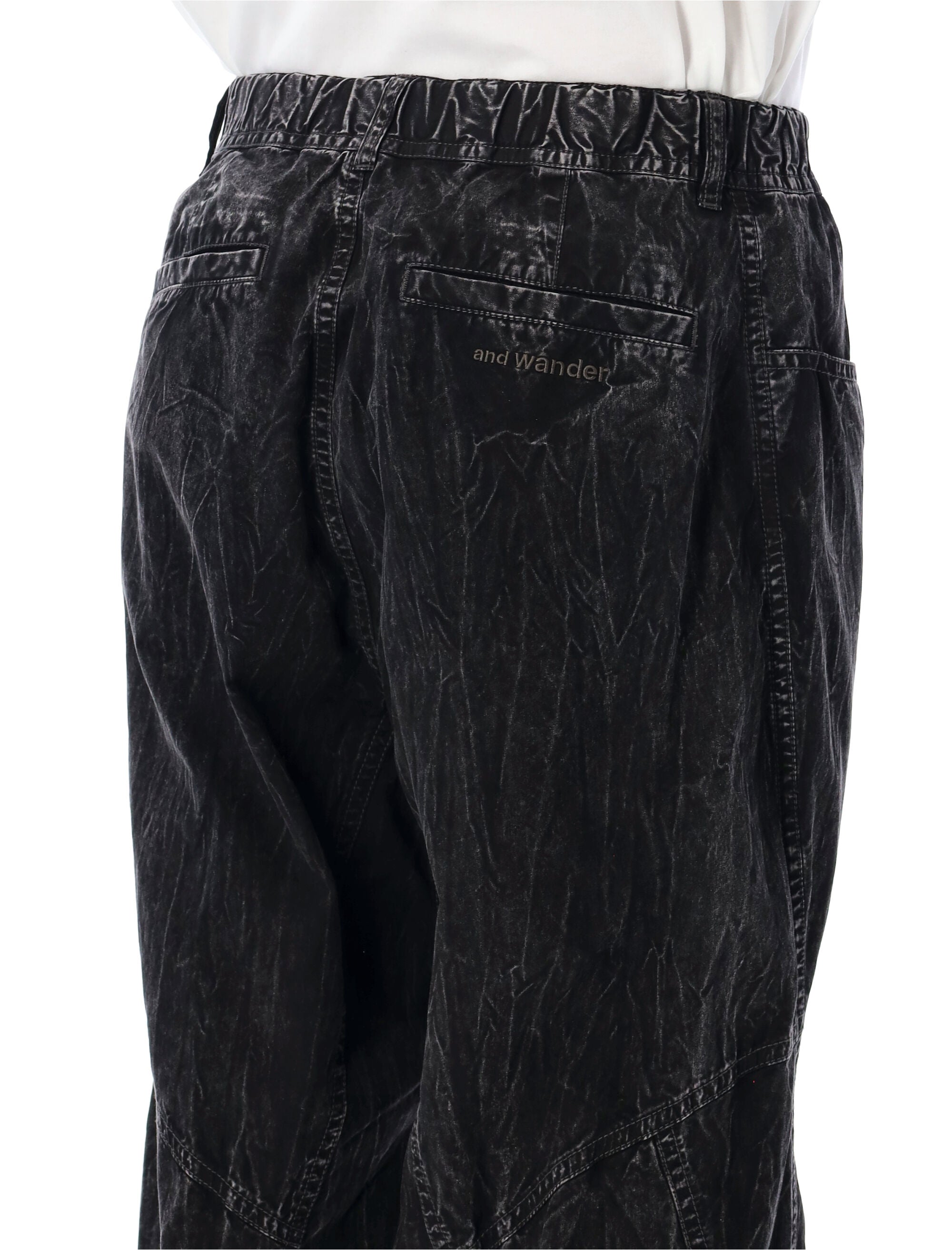 And Wander Black Textured Trousers Cotton Pant