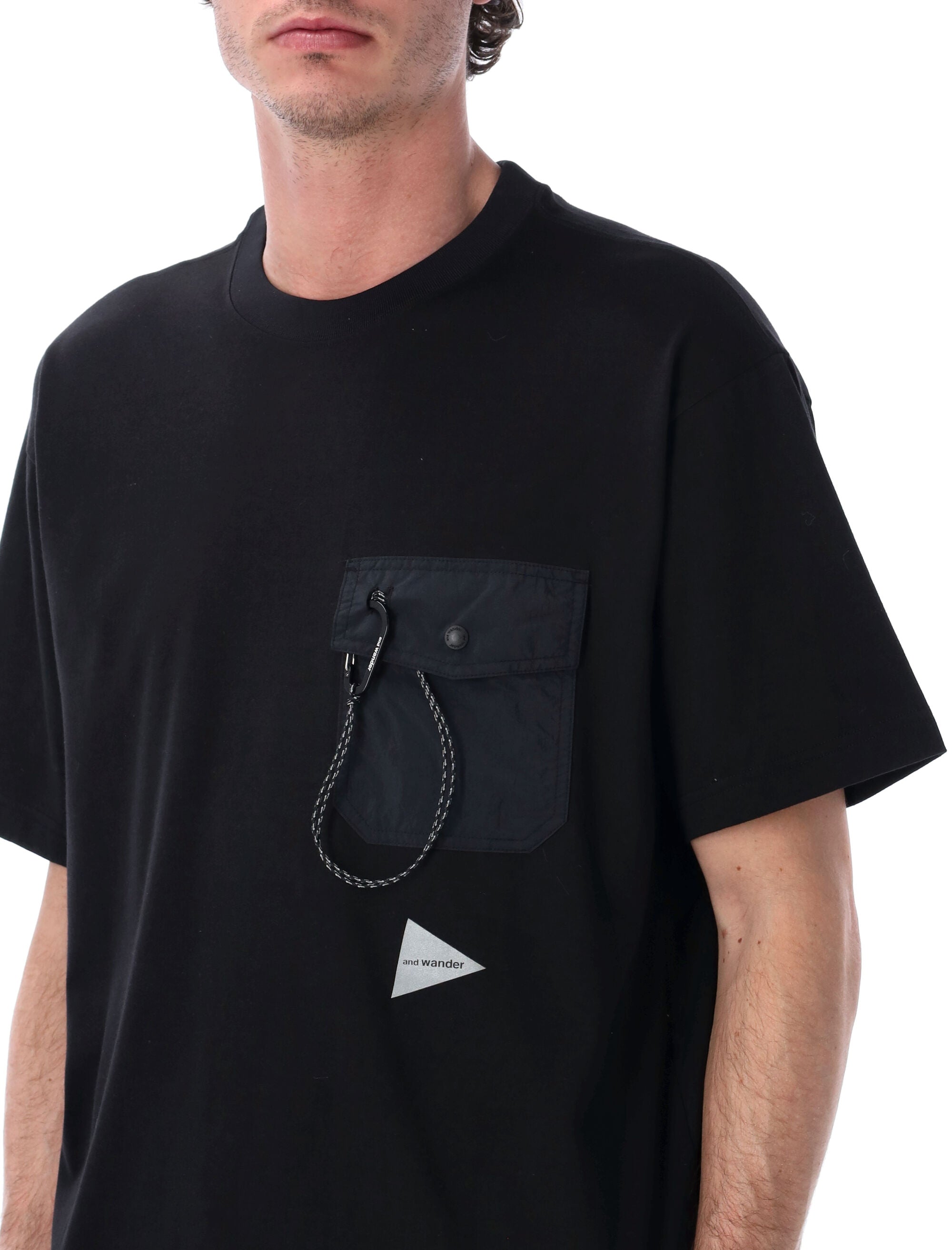 And Wander Pocket T-Shirt Black Polyester Tshirt
