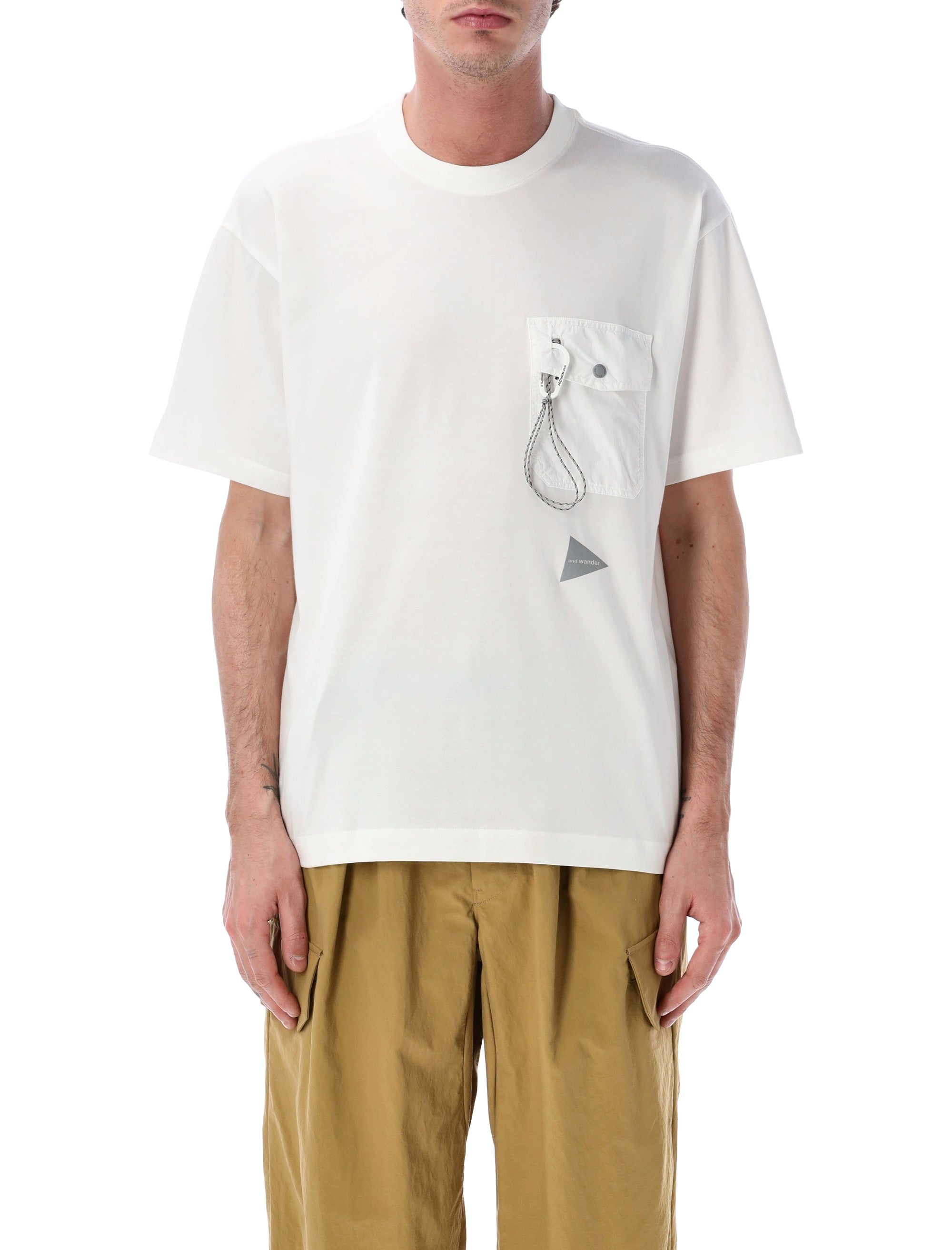 And Wander Pocket T-Shirt Off White Polyester Tshirt
