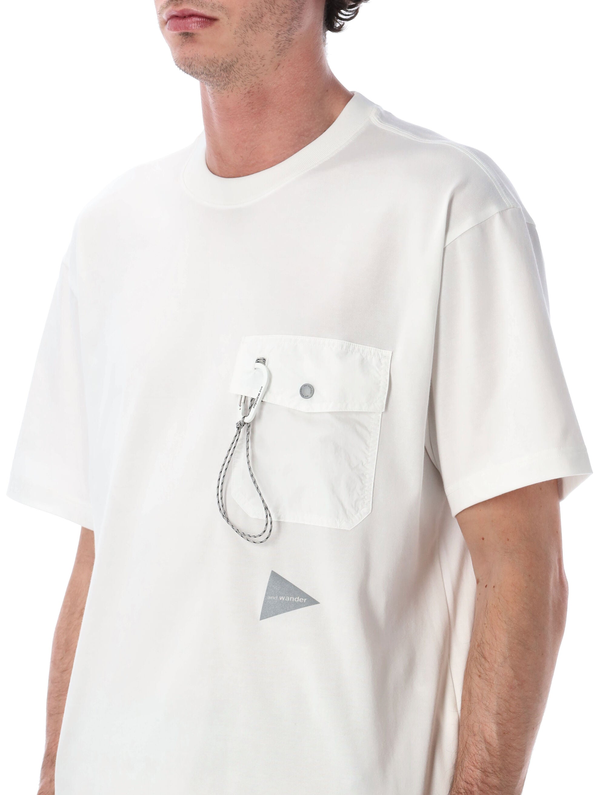 And Wander Pocket T-Shirt Off White Polyester Tshirt