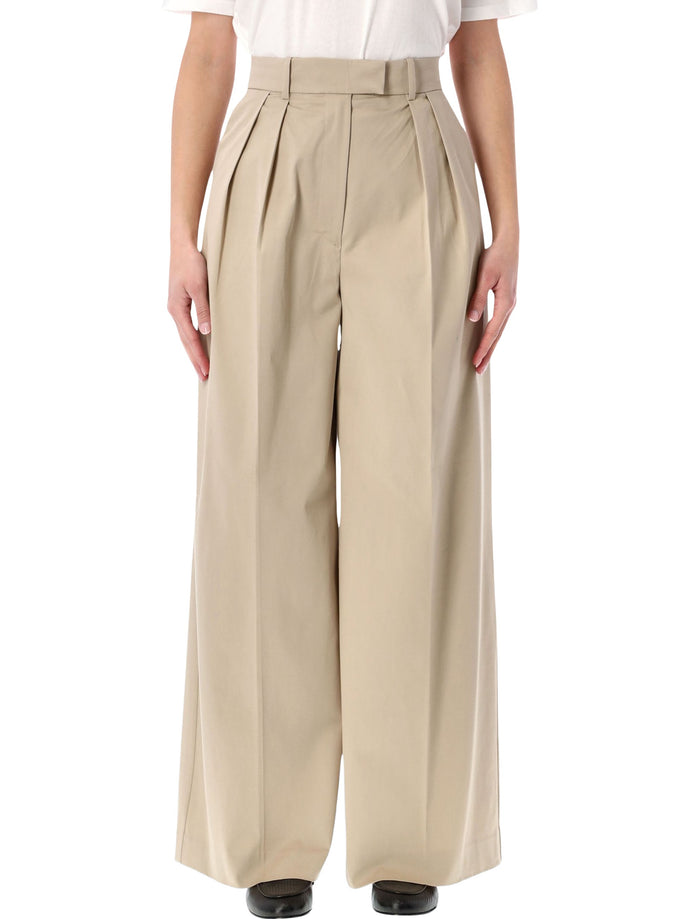 Anine Bing Lou high-rise wide trousers Beige Cotton Pant