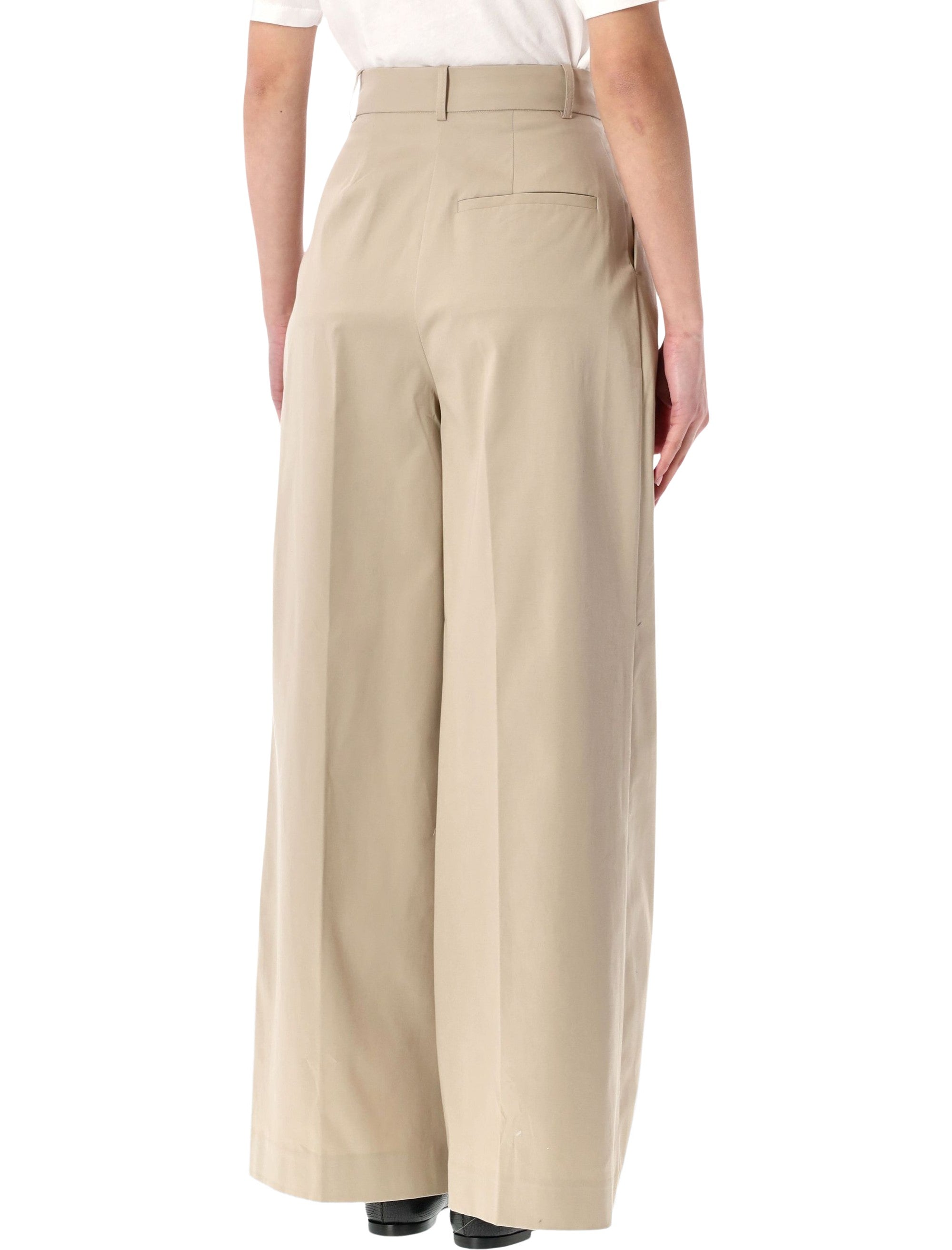 Anine Bing Lou high-rise wide trousers Beige Cotton Pant