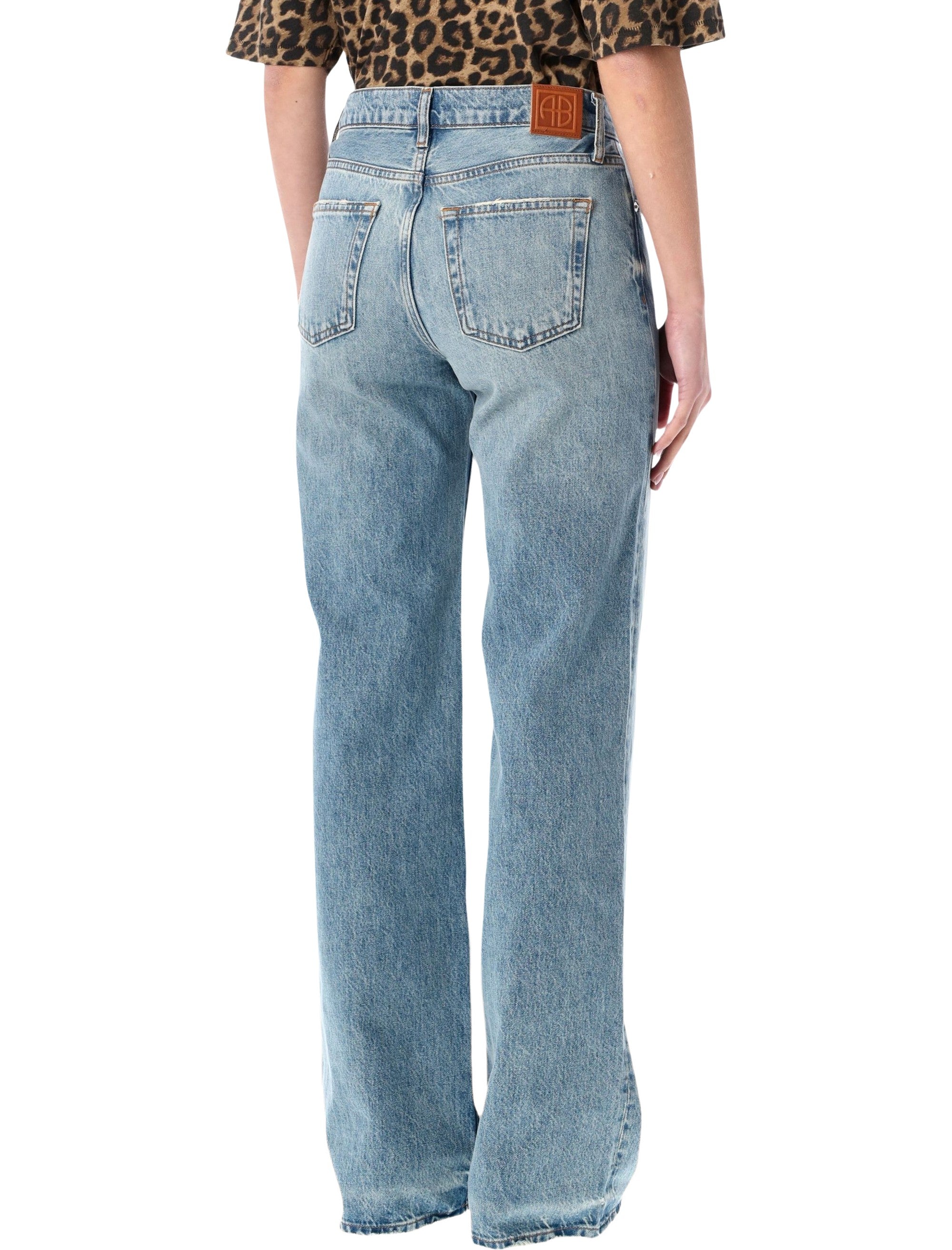 Hugh Wide-Leg Jeans Anine Bing Washed Blue Regenerative Cotton