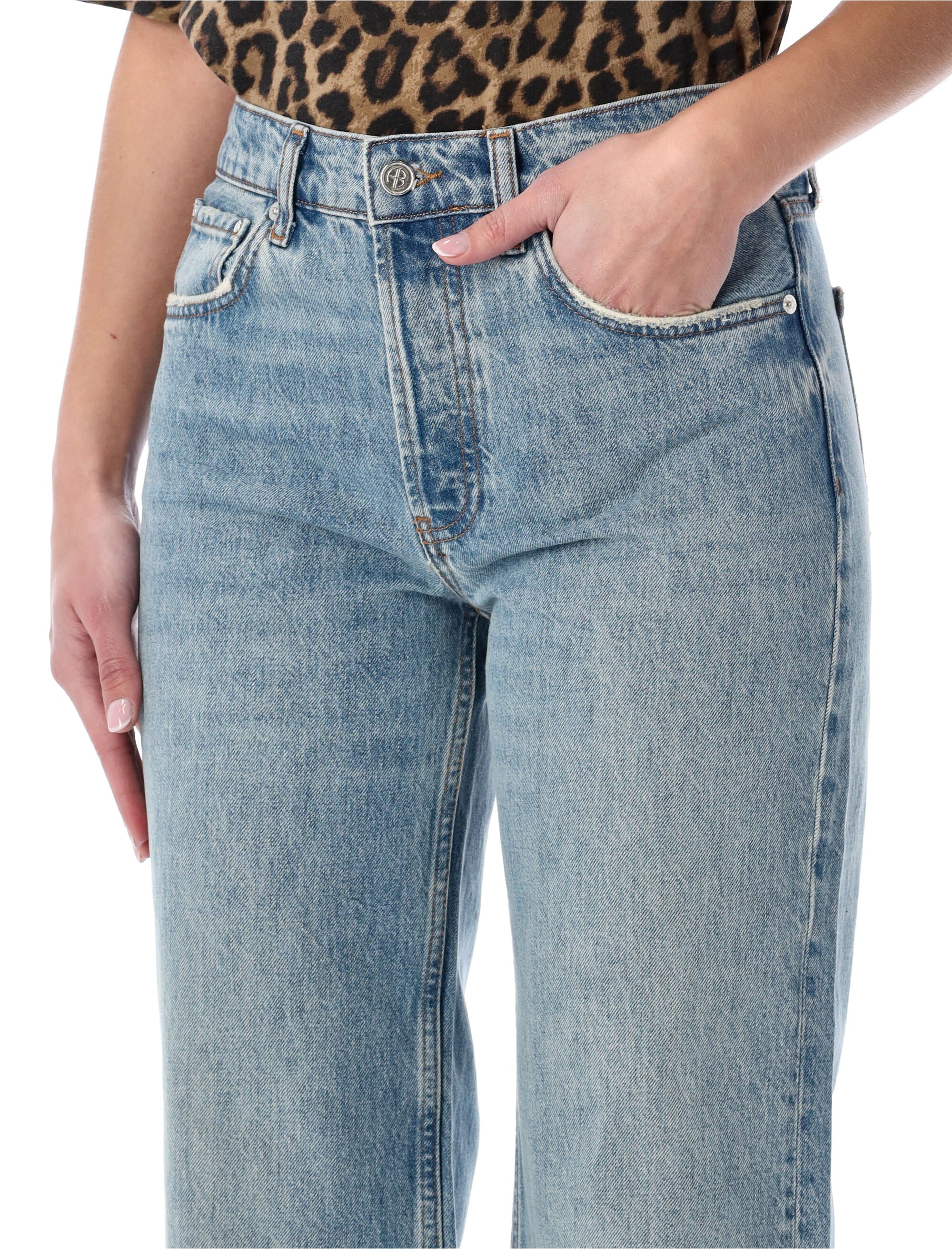 Hugh Wide-Leg Jeans Anine Bing Washed Blue Regenerative Cotton