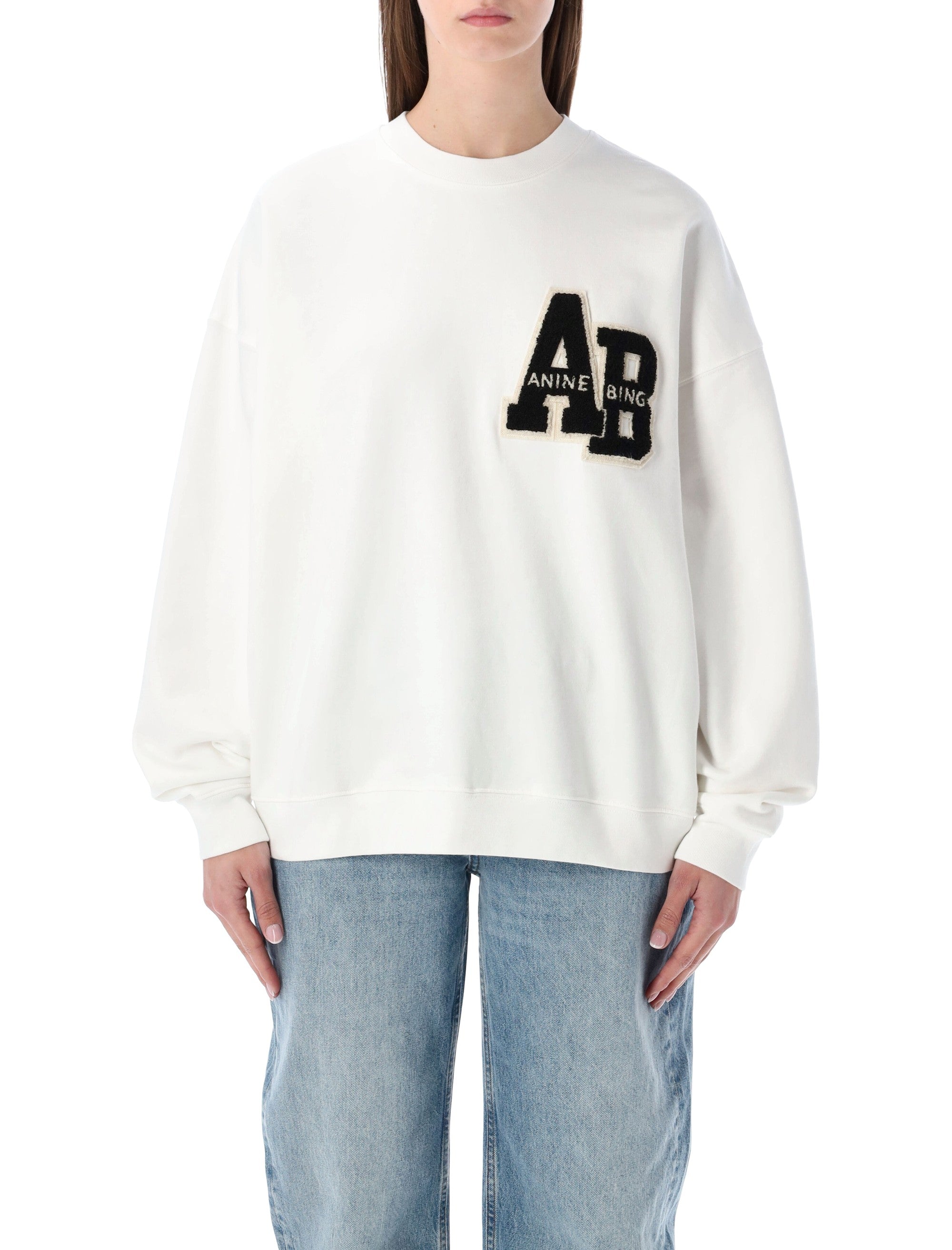Miles oversized Letterman off-white sweatshirt Anine Bing Off White Cotton