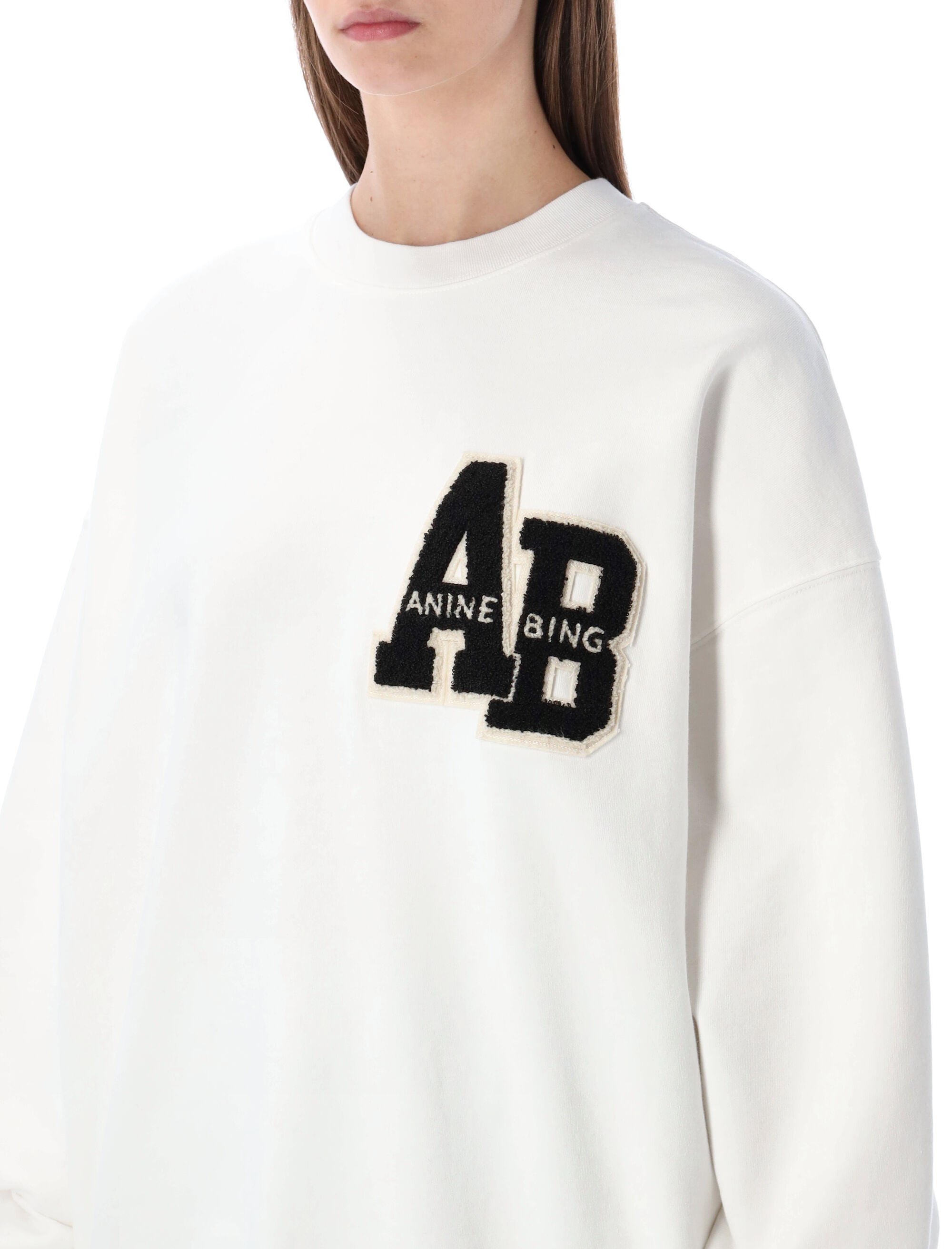 Miles oversized Letterman off-white sweatshirt Anine Bing Off White Cotton