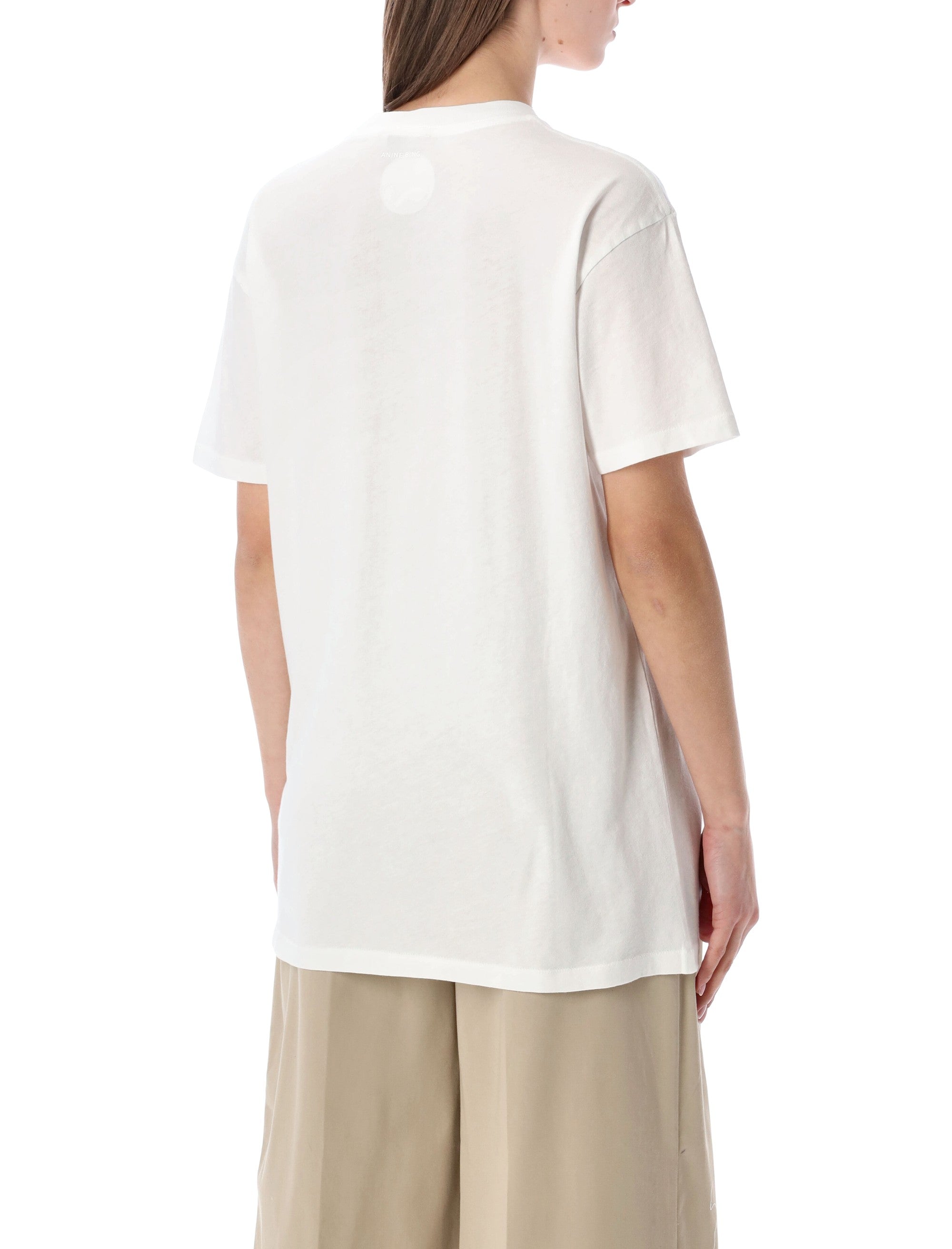 Anine Bing logo leo t-shirt Ivory Cotton Tshirt