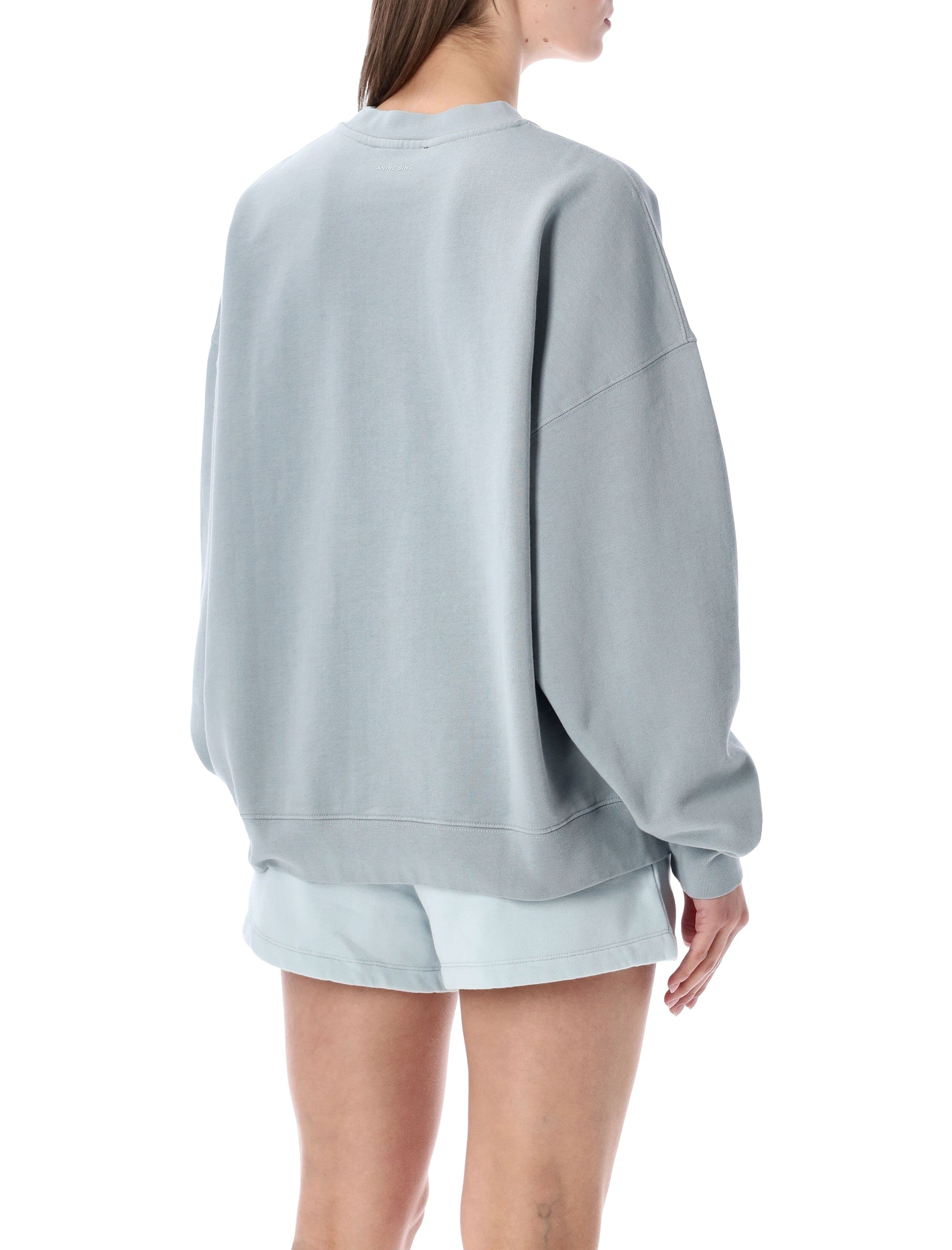 Anine Bing Miles oversized Letterman sweatshirt Light Blue Cotton