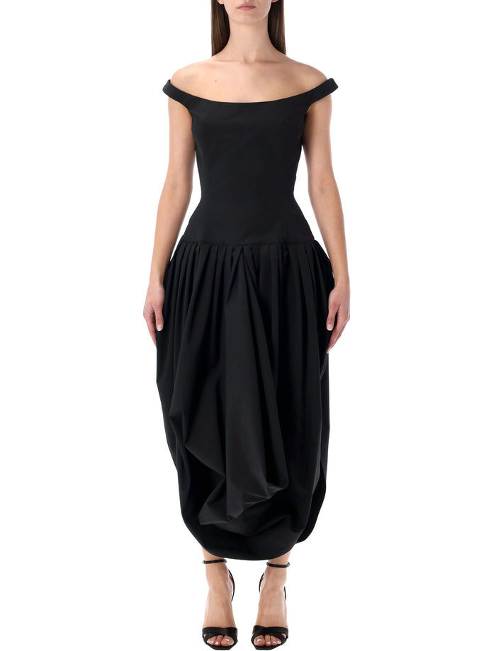 Magda Butrym black draped off-shoulder gown Polyester Lining Dress