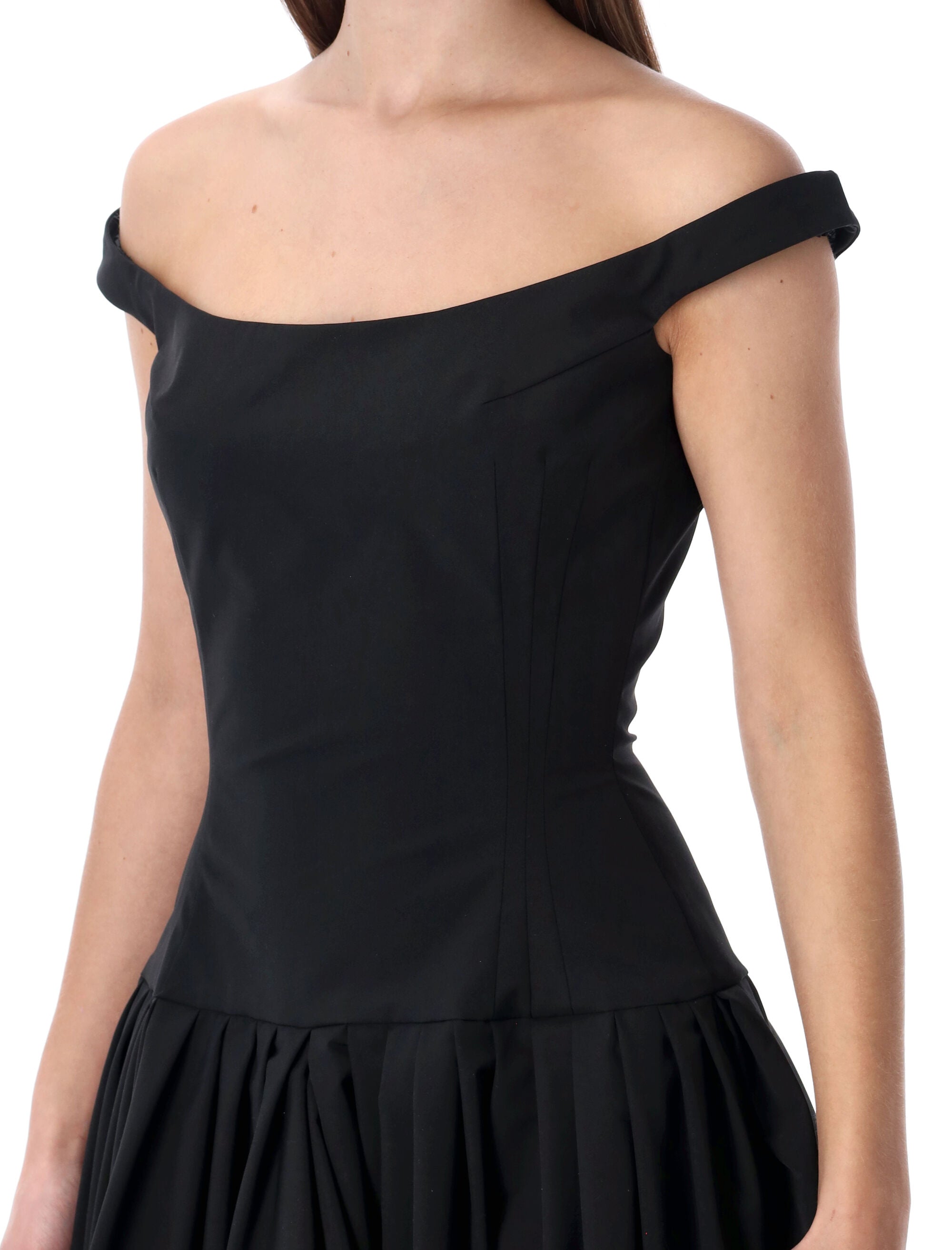 Magda Butrym black draped off-shoulder gown Polyester Lining Dress