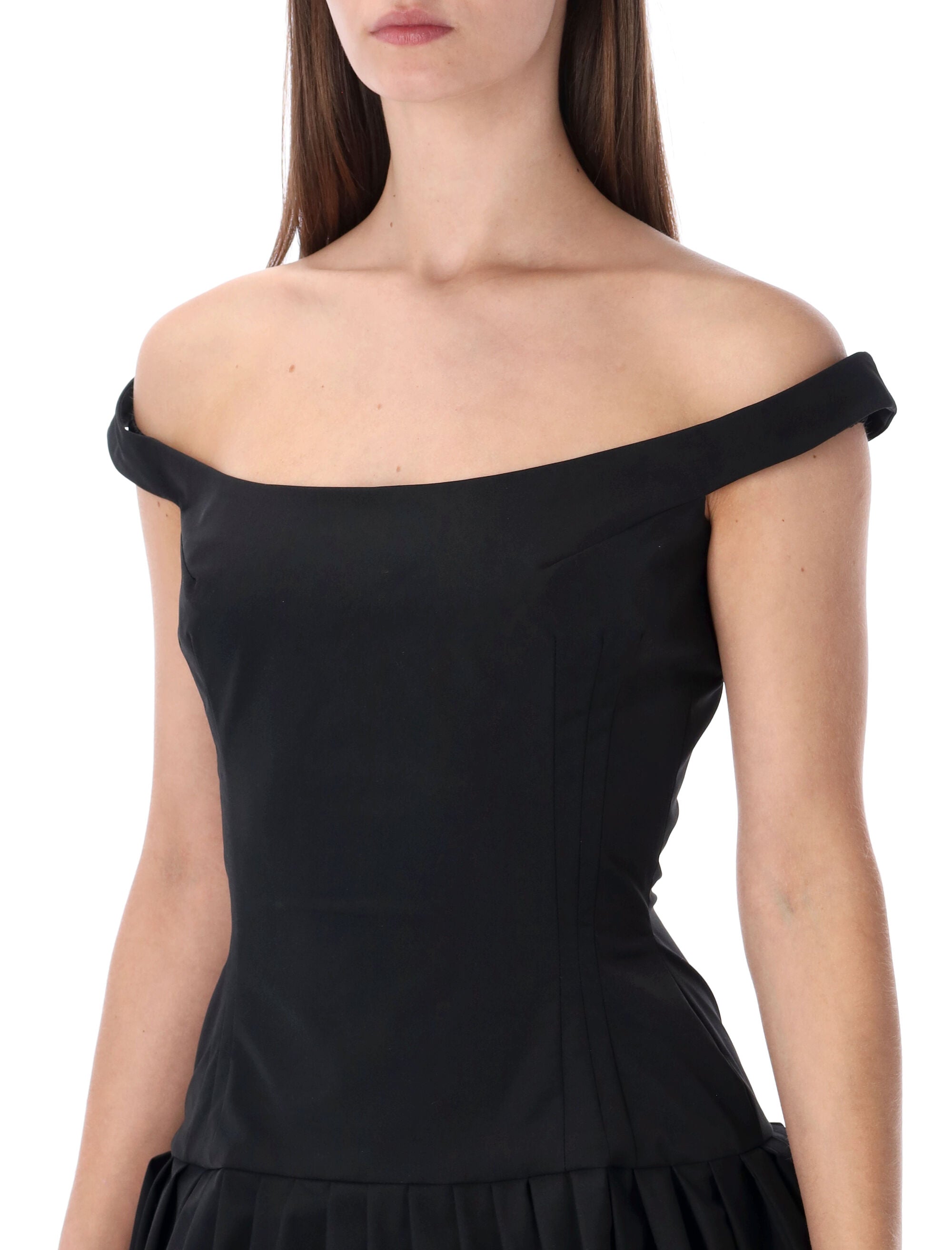 Magda Butrym off-shoulder black mini dress Polyester Lining