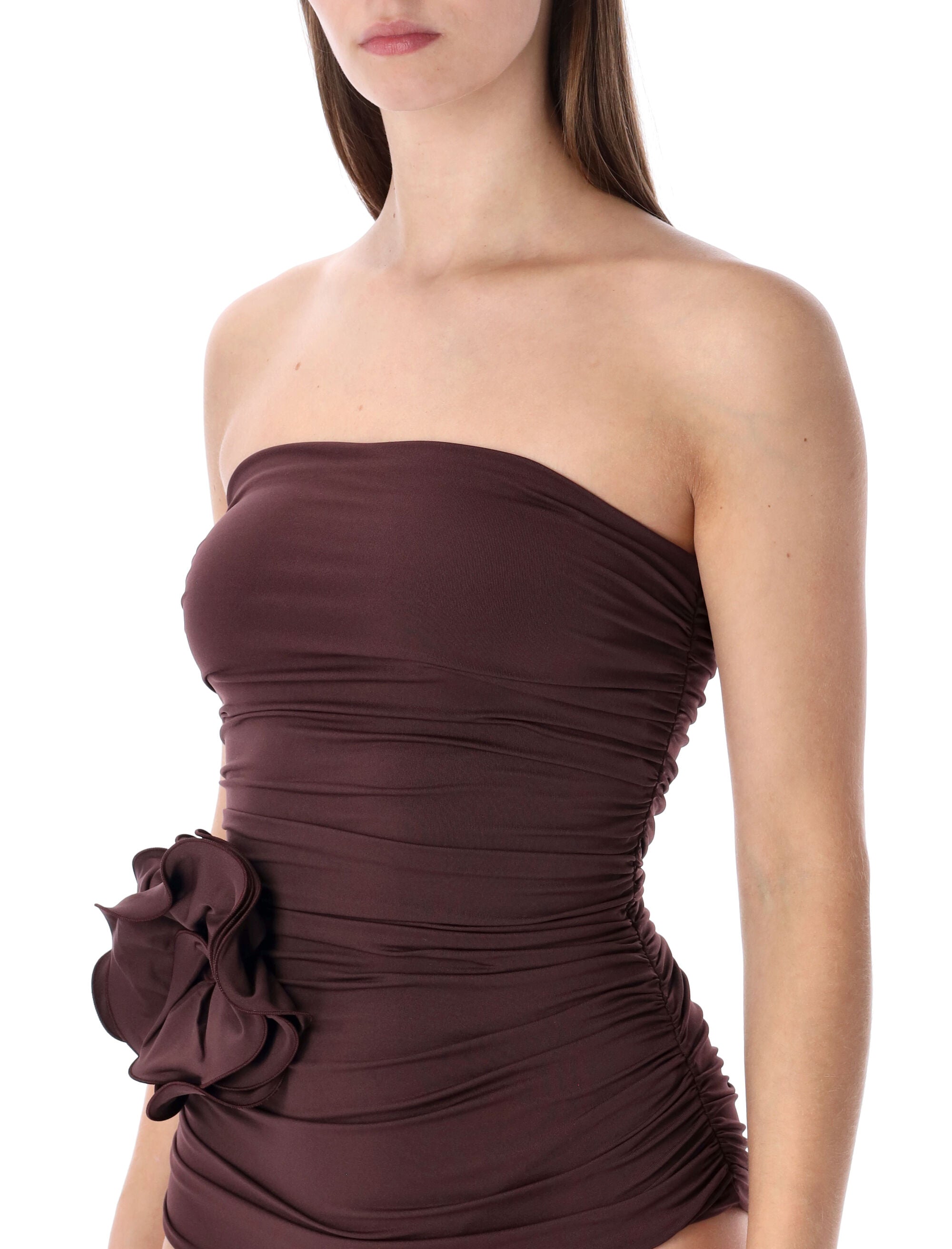 Magda Butrym burgundy floral draped swimsuit Polyamide Swimwear