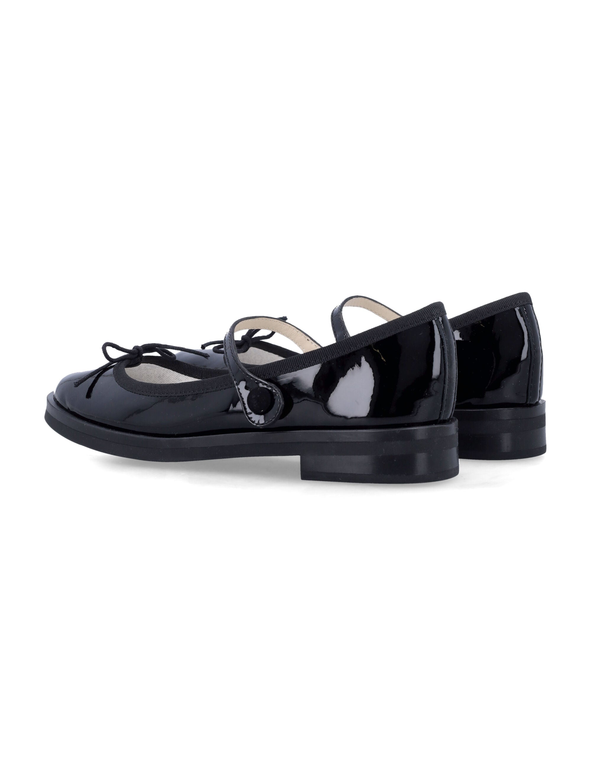 Black patent leather Cendrillon college mary janes Upper Flat Shoes