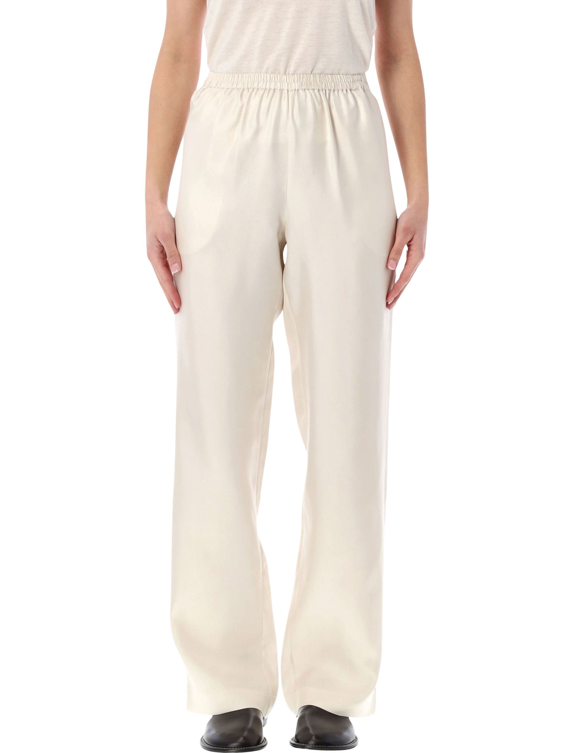 Loulou Alera silk straight pants Ivory