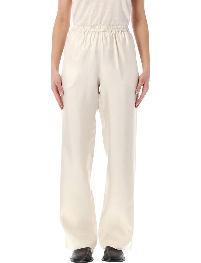 Loulou Alera silk straight pants Ivory