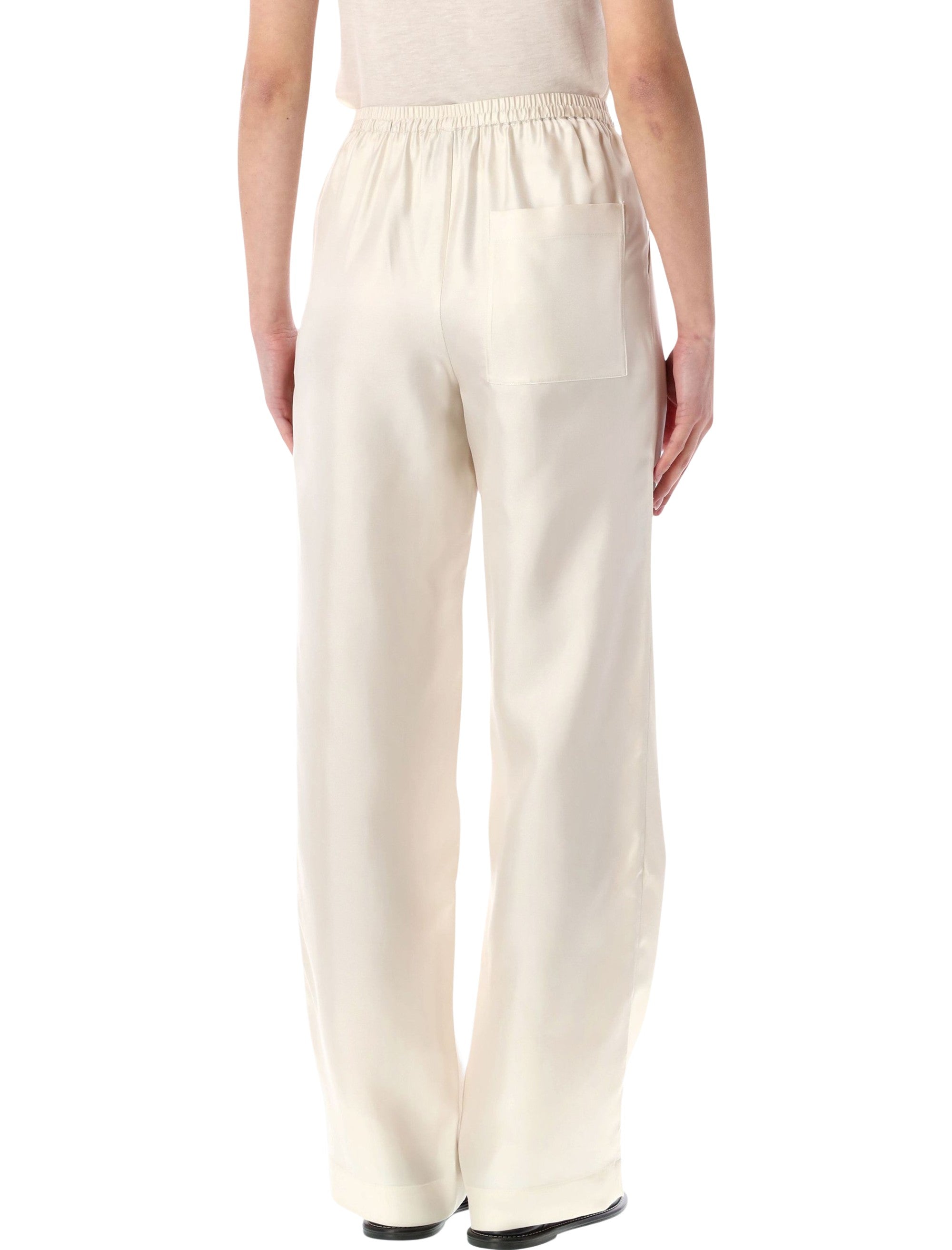 Loulou Alera silk straight pants Ivory