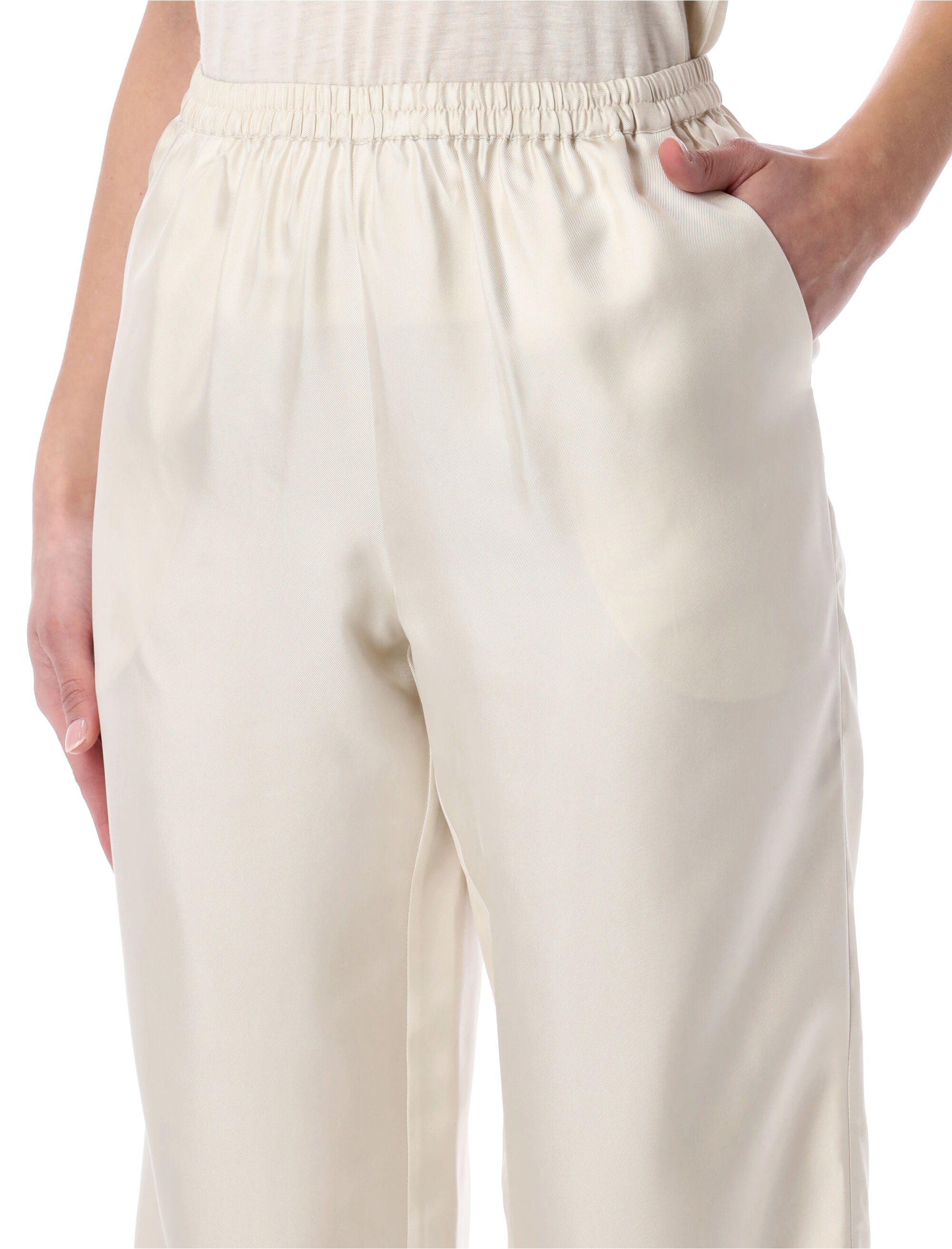 Loulou Alera silk straight pants Ivory