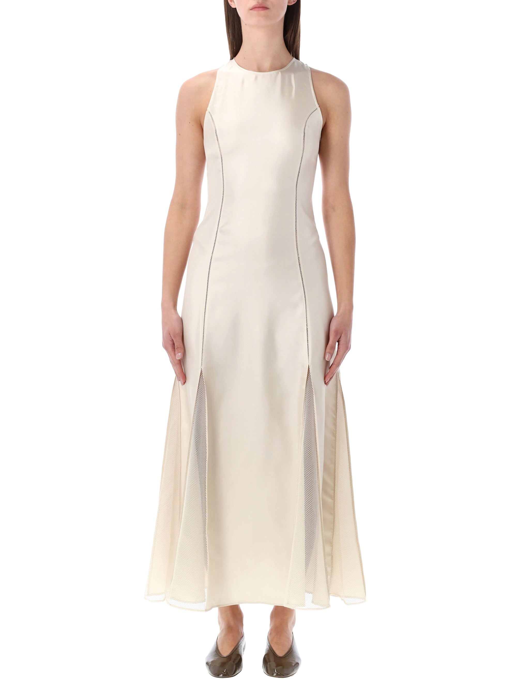 Loulou IRAKA silk twill dress Ivory