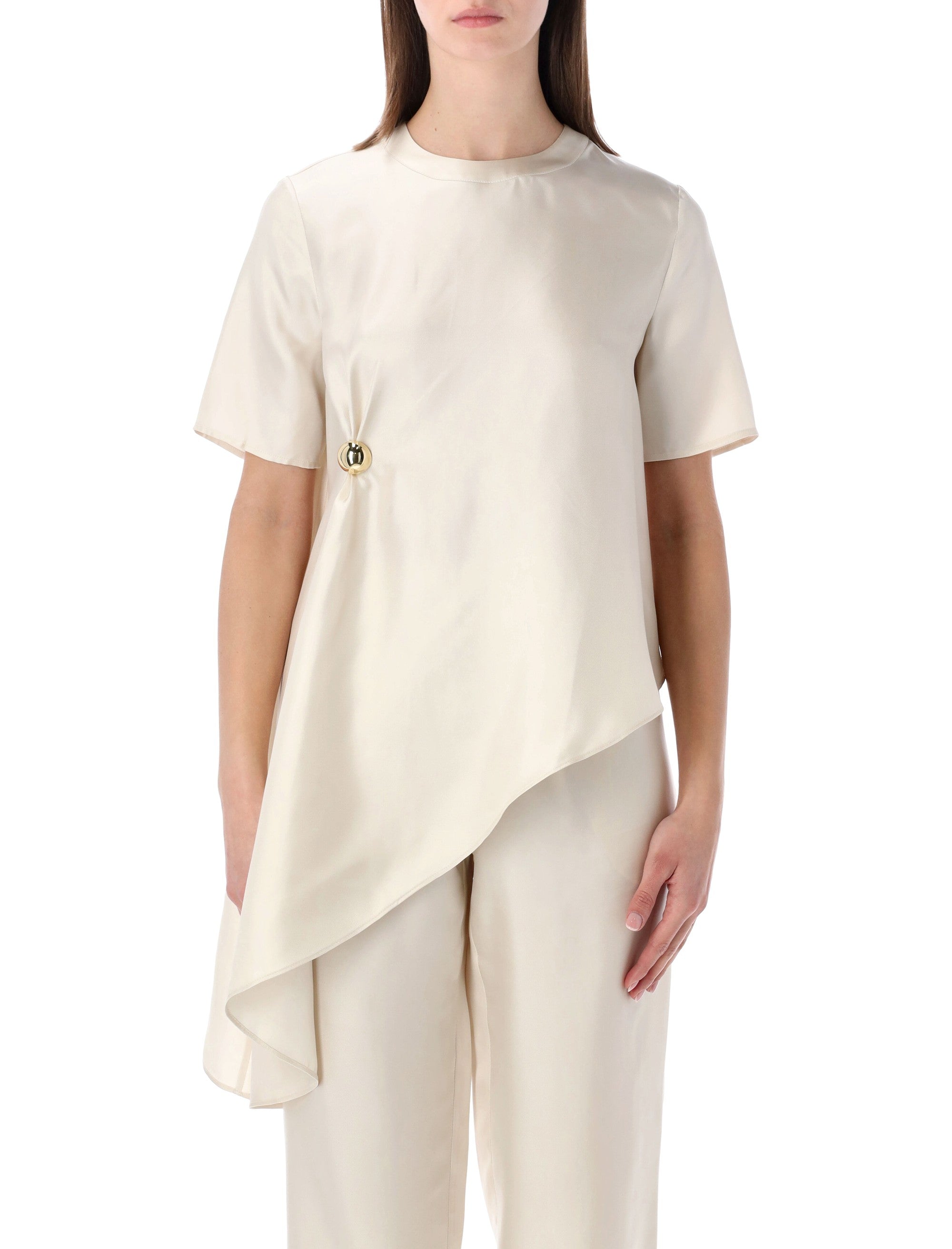 Loulou Madea asymmetric silk top Ivory
