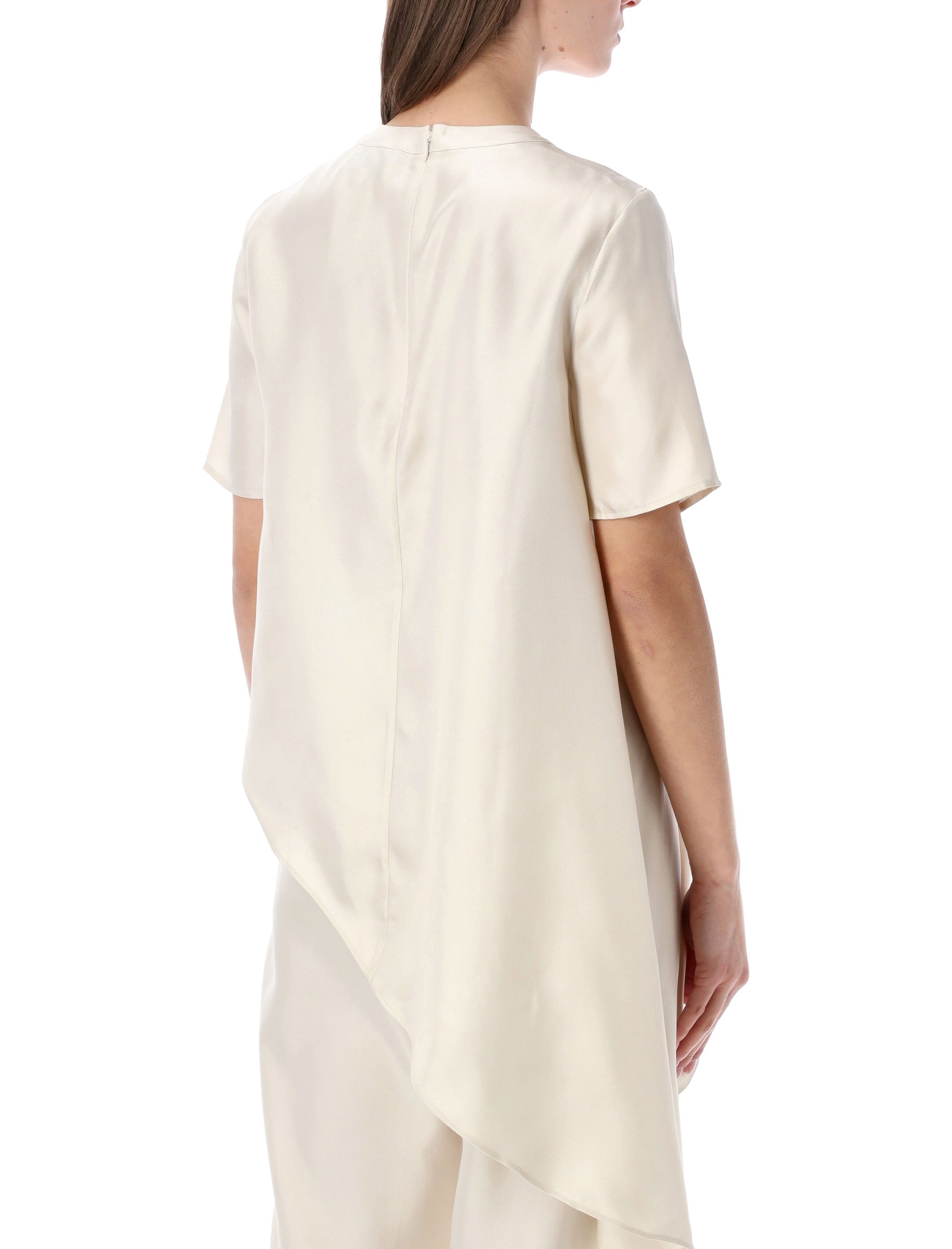 Loulou Madea asymmetric silk top Ivory