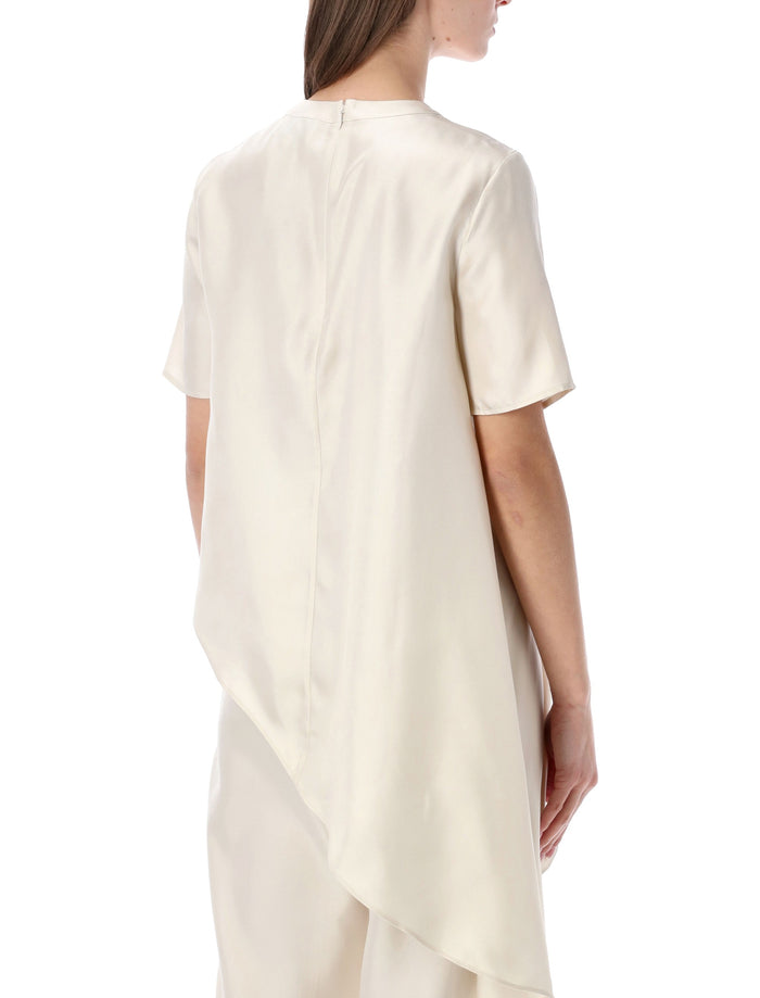 Loulou Madea asymmetric silk top Ivory