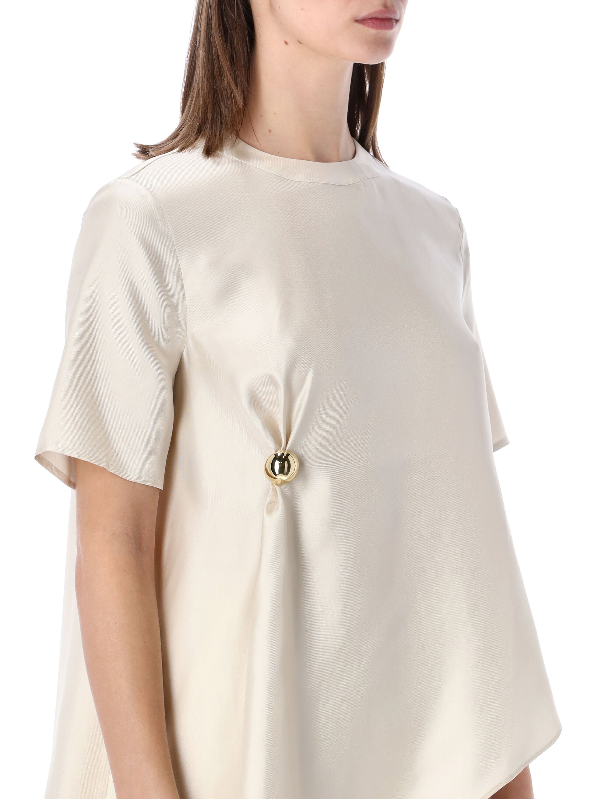 Loulou Madea asymmetric silk top Ivory