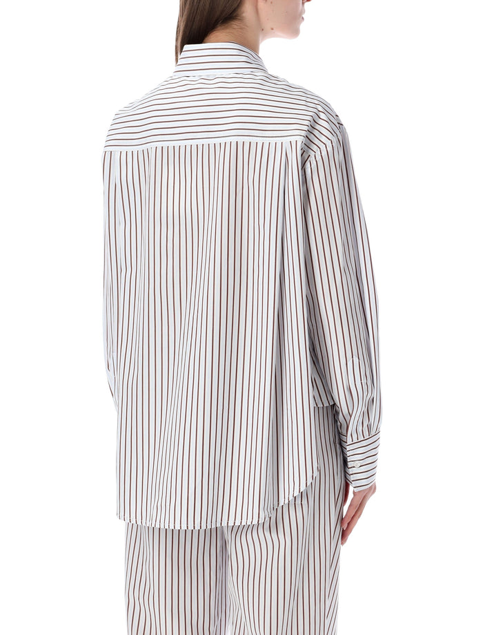 Loulou Maud oversized cotton poplin shirt Dark Red Light Blue