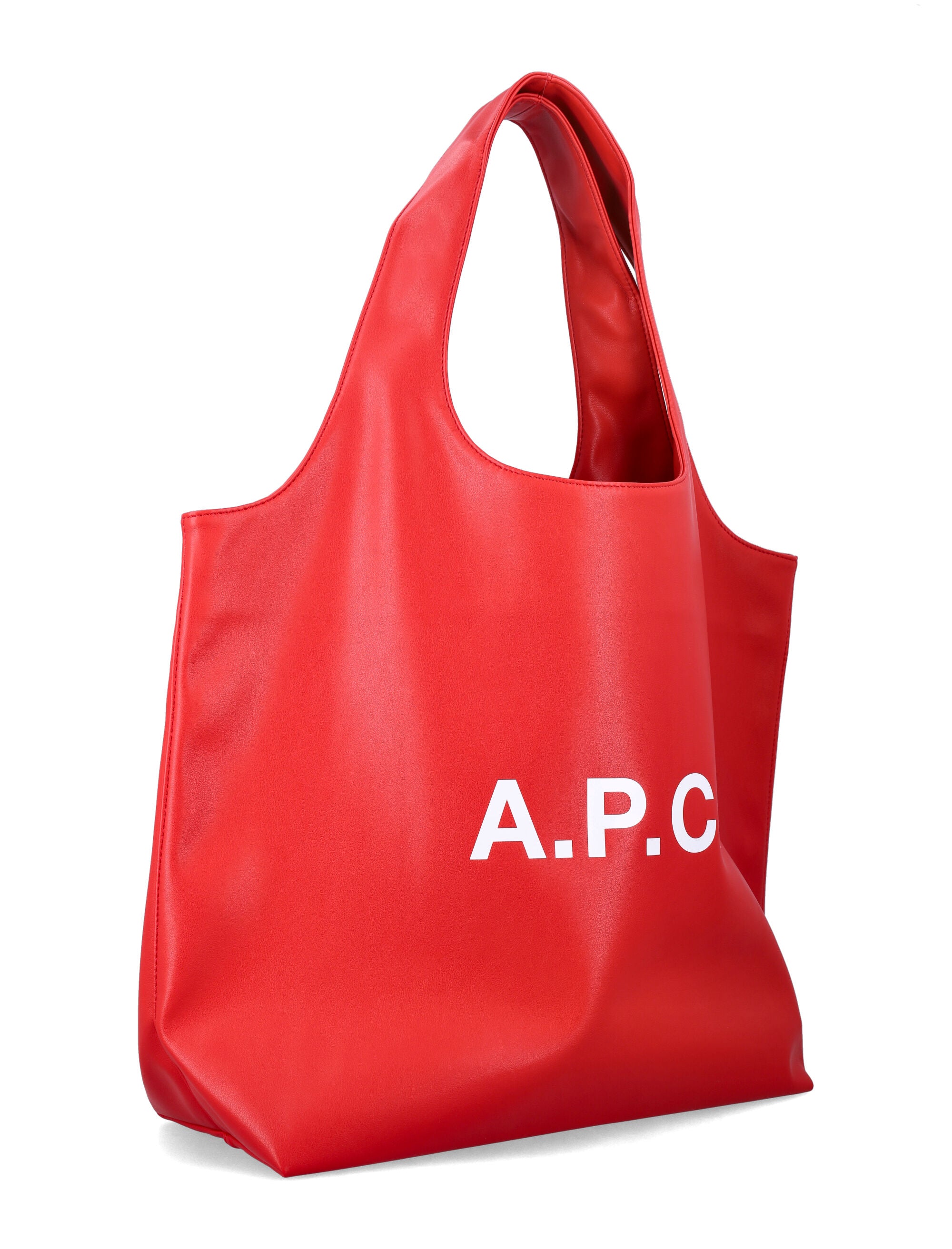 A.p.c. Ninon Tote Bag With Logo Red Polyurethane