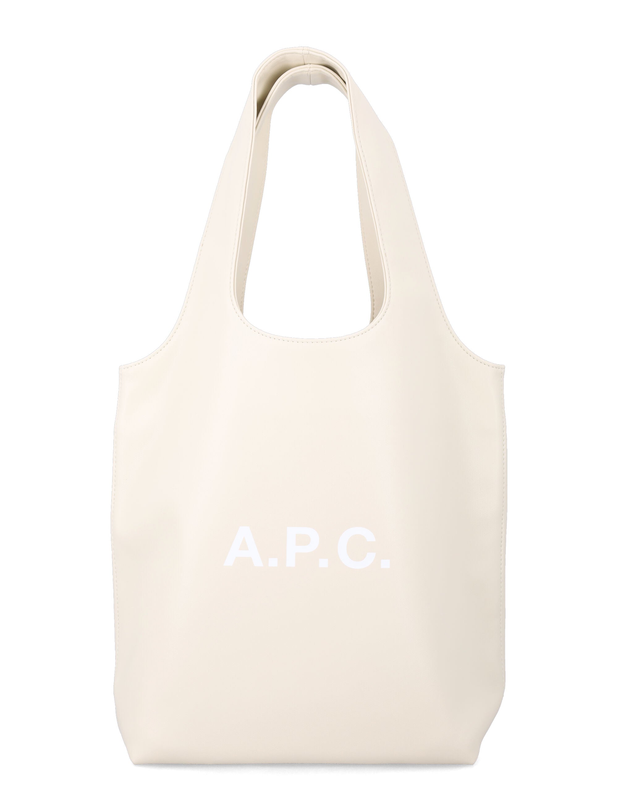 A.P.C. Ninon black small faux leather tote Ecru Polyurethane